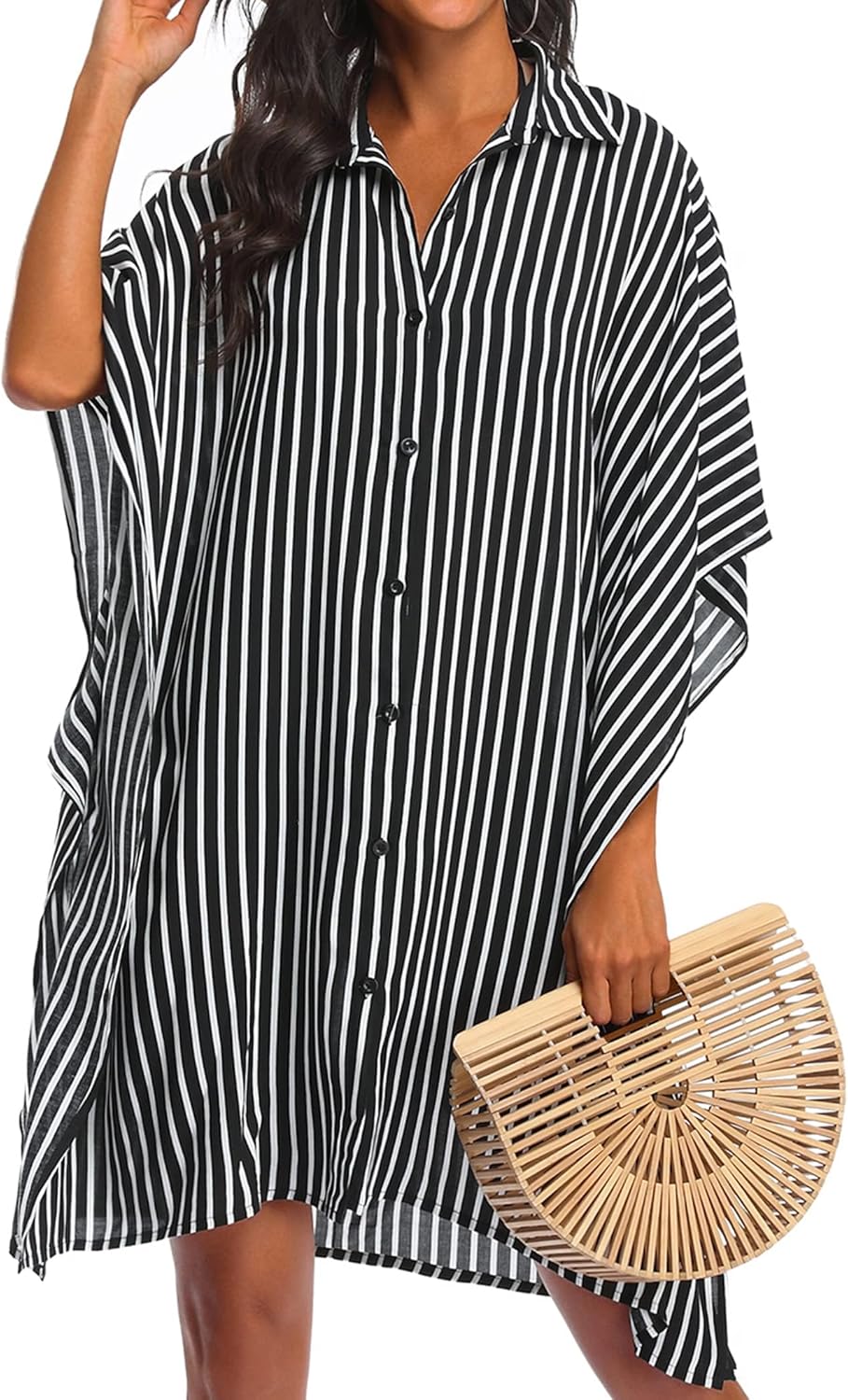 Ekouaer Women's Swimsuit Cover Up, Special 3/4 Sleeve Beachwear, Innovative Biki...