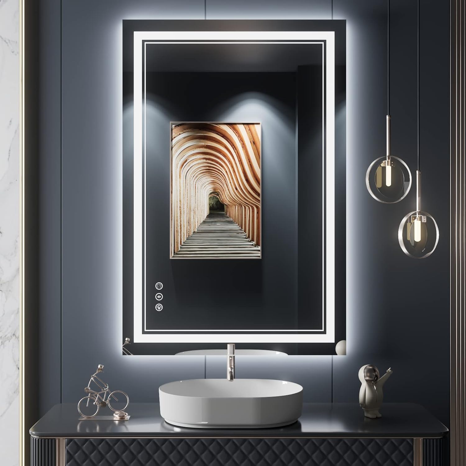 24x36 Inch LED Bathroom Mirror, Special Backlit and Front Lighted Bathroom Mirro...