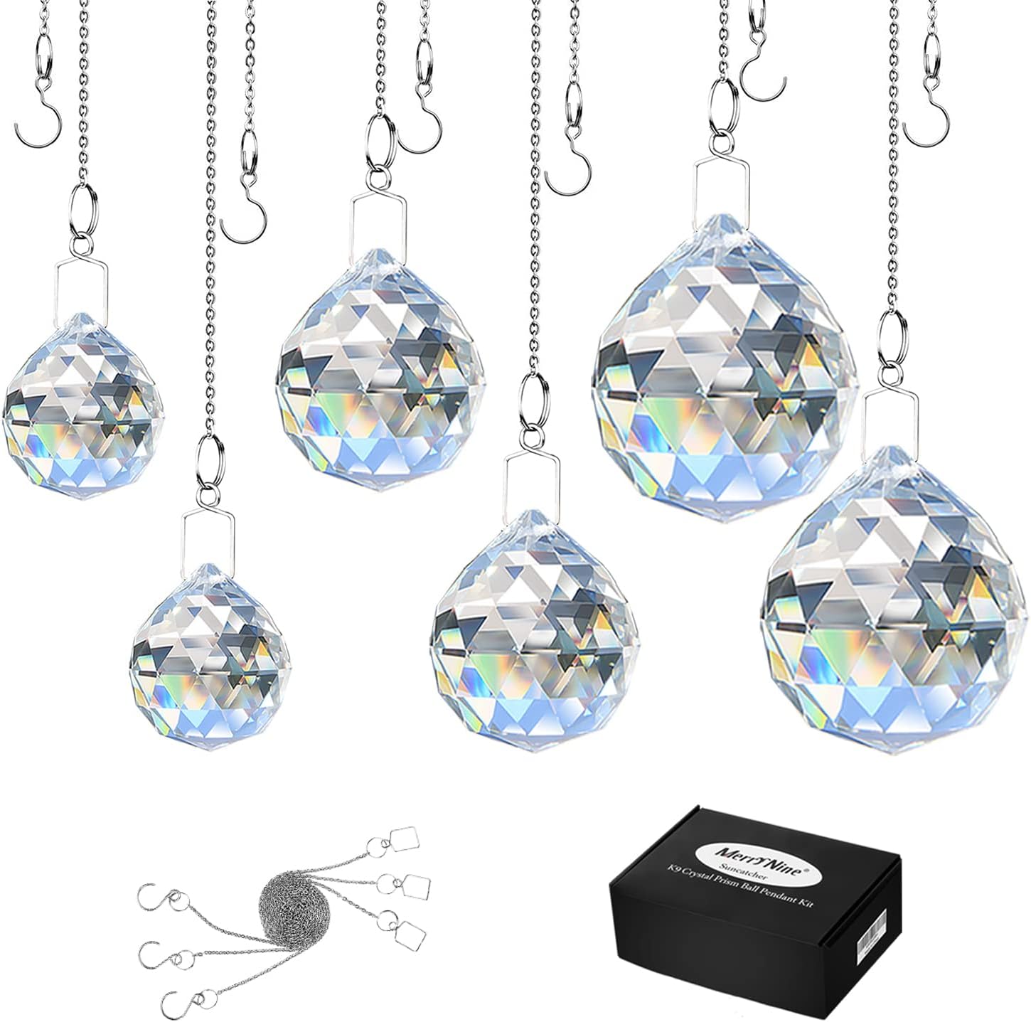 MerryNine Clear Crystal Ball Prism Sun Shine Catcher Rainbow Pendants Maker, Han...