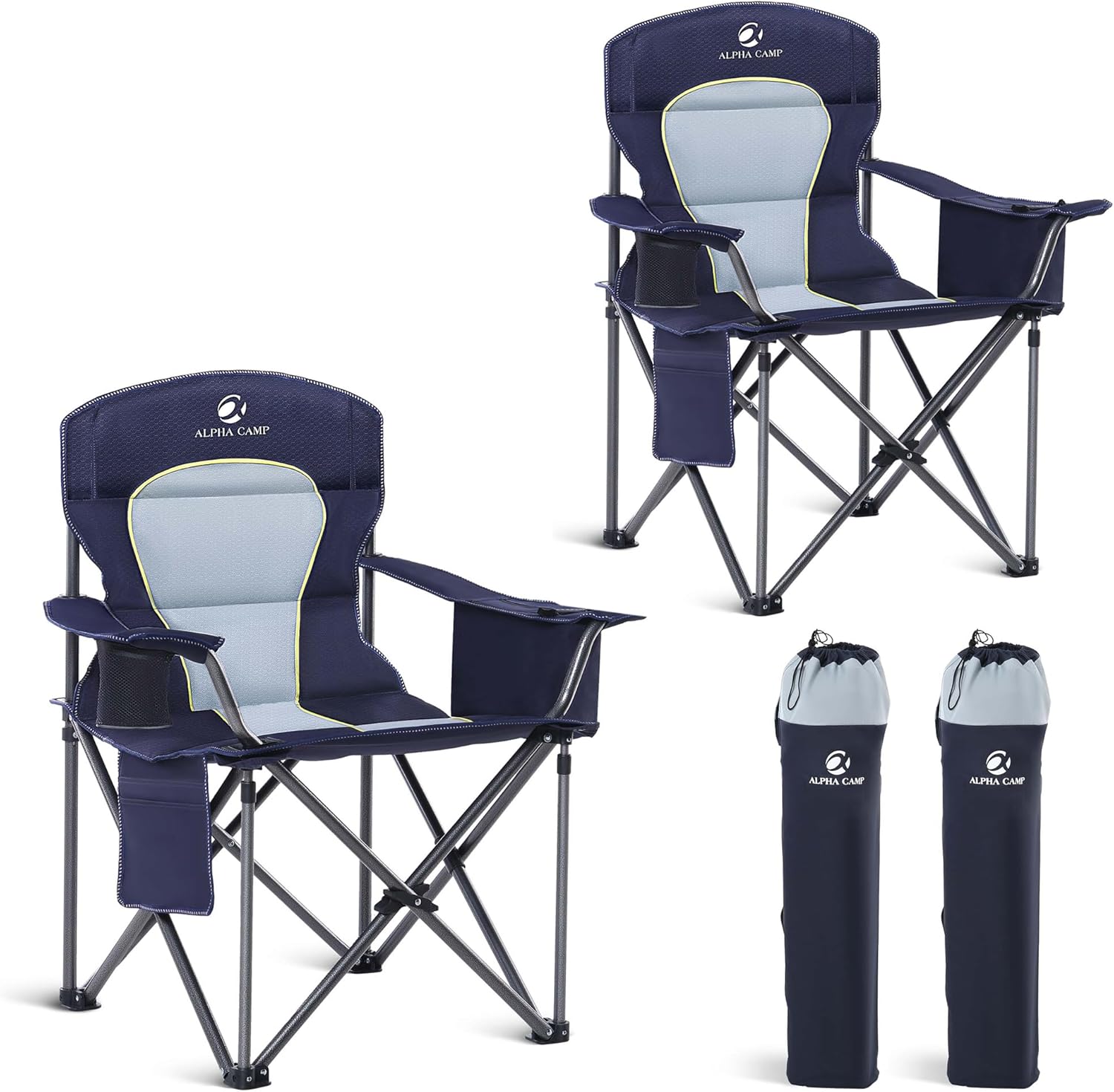 LET'S CAMP Oversized Folding Camping Chair Portable Outdoor Heavy Duty Padded Ch...