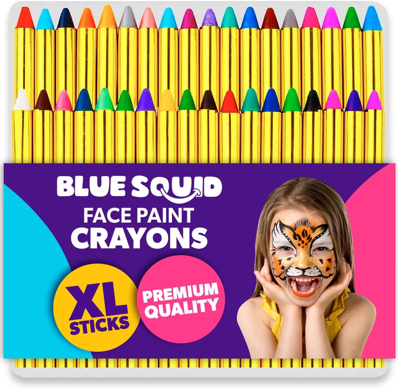 Blue Squid Face Paint Crayons for Kids, Special Body Paint Crayons with 36pcs XL...