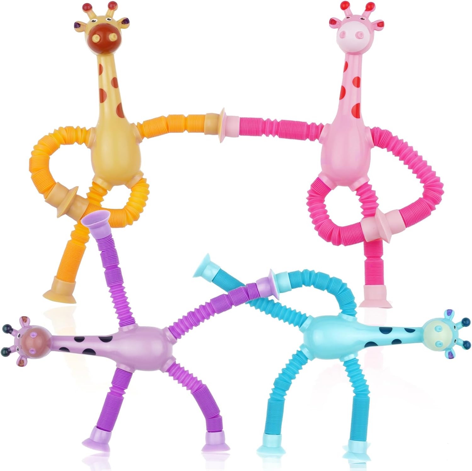 Ainiv Telescopic Suction Cup Giraffe Toy, 4 Pieces Novel Kids Suction Cup Toys,...