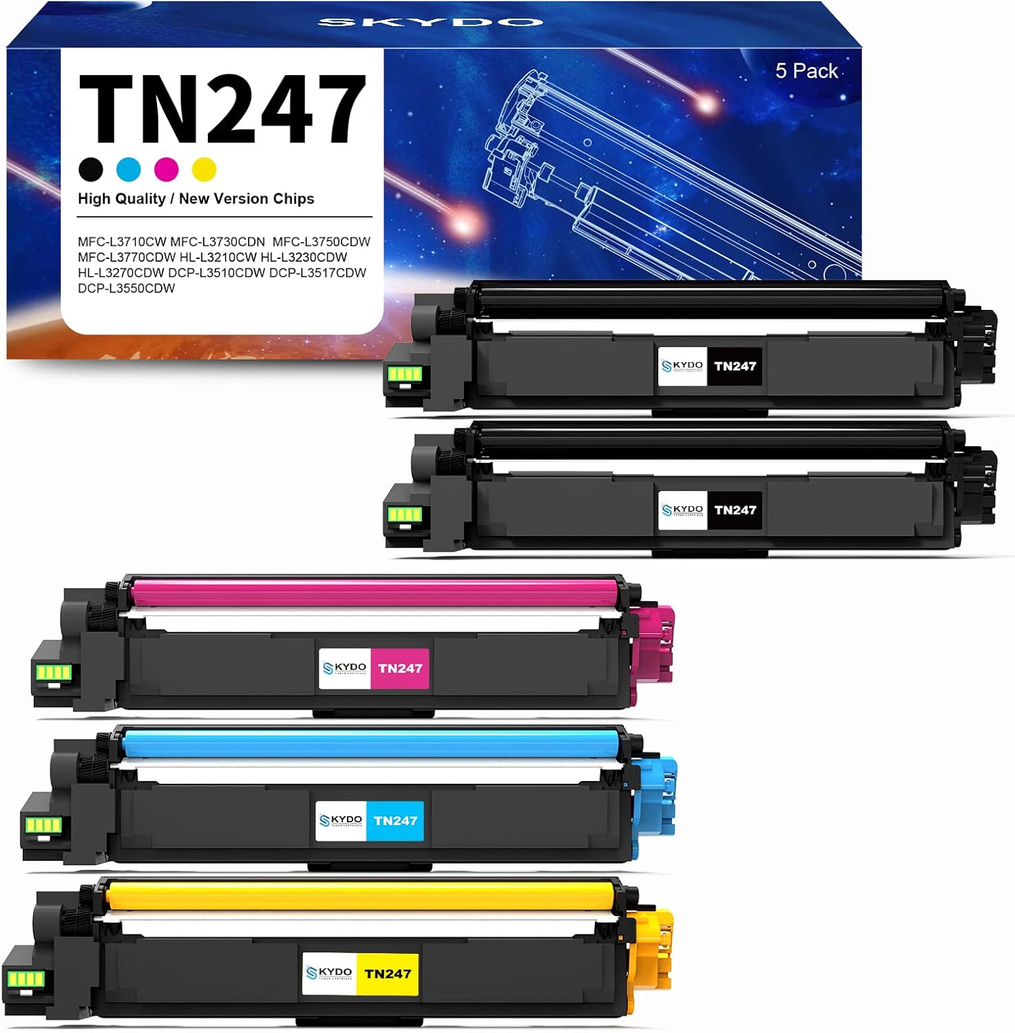 Skydo TN247 Toner Cartridge TN 243CMYK Toner Value Pack, Compatible for Brother...