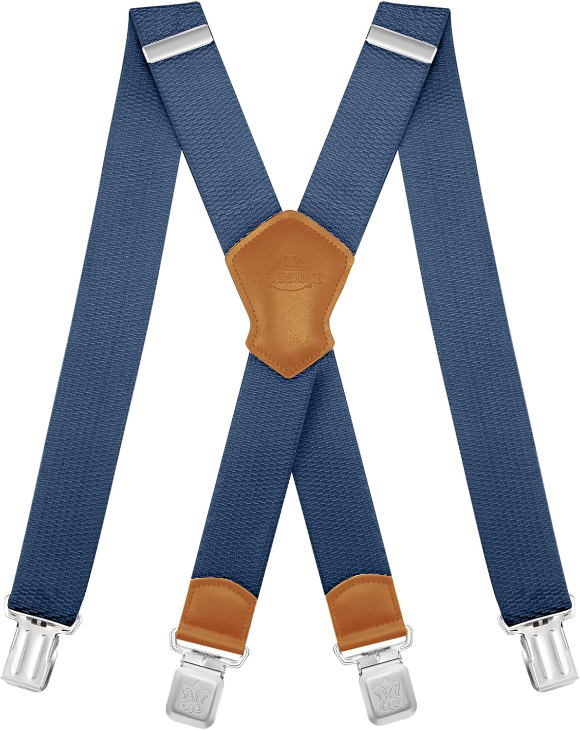 Dresime Suspender Mens Braces for Trousers with 4 Strong Clips 40mm Width, X Sha...
