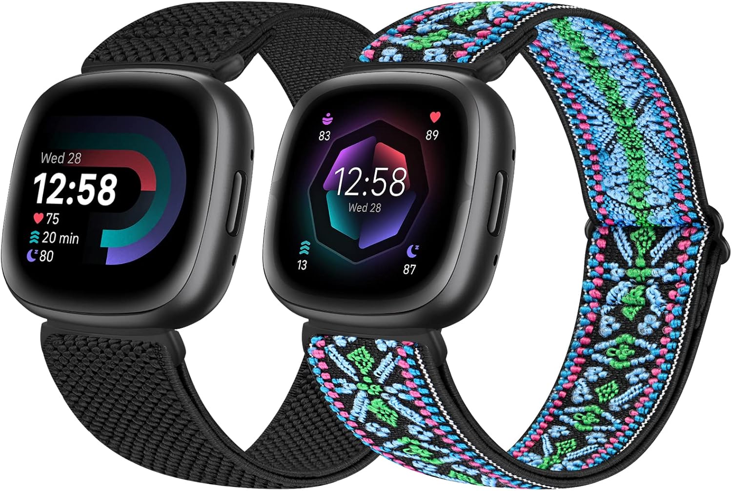 enkic 2 Pack Elastic Watch Strap Compatible with Fitbit Versa 4/Fitbit Versa 3 S...