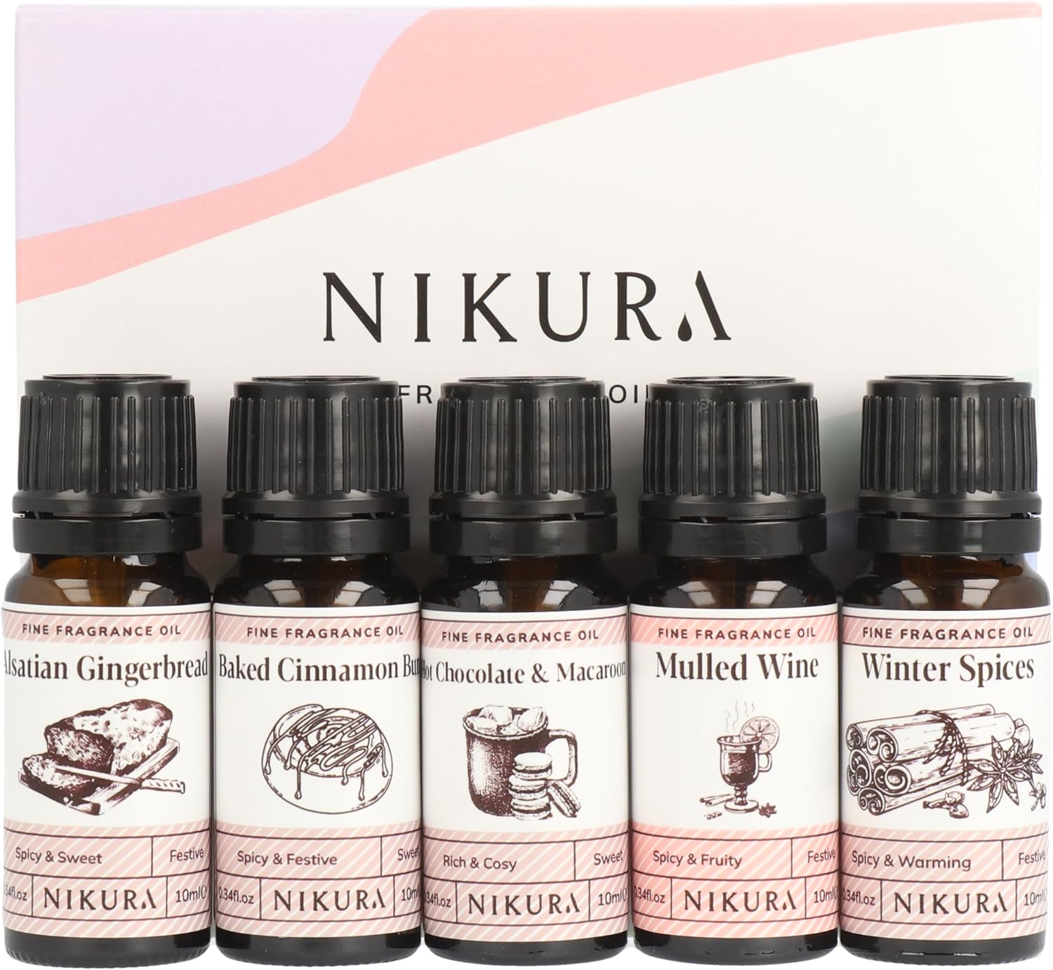 Nikura Winter Treats Fine Fragrance Oil Gift Set - 5 x 10ml | Great for Diffuser...