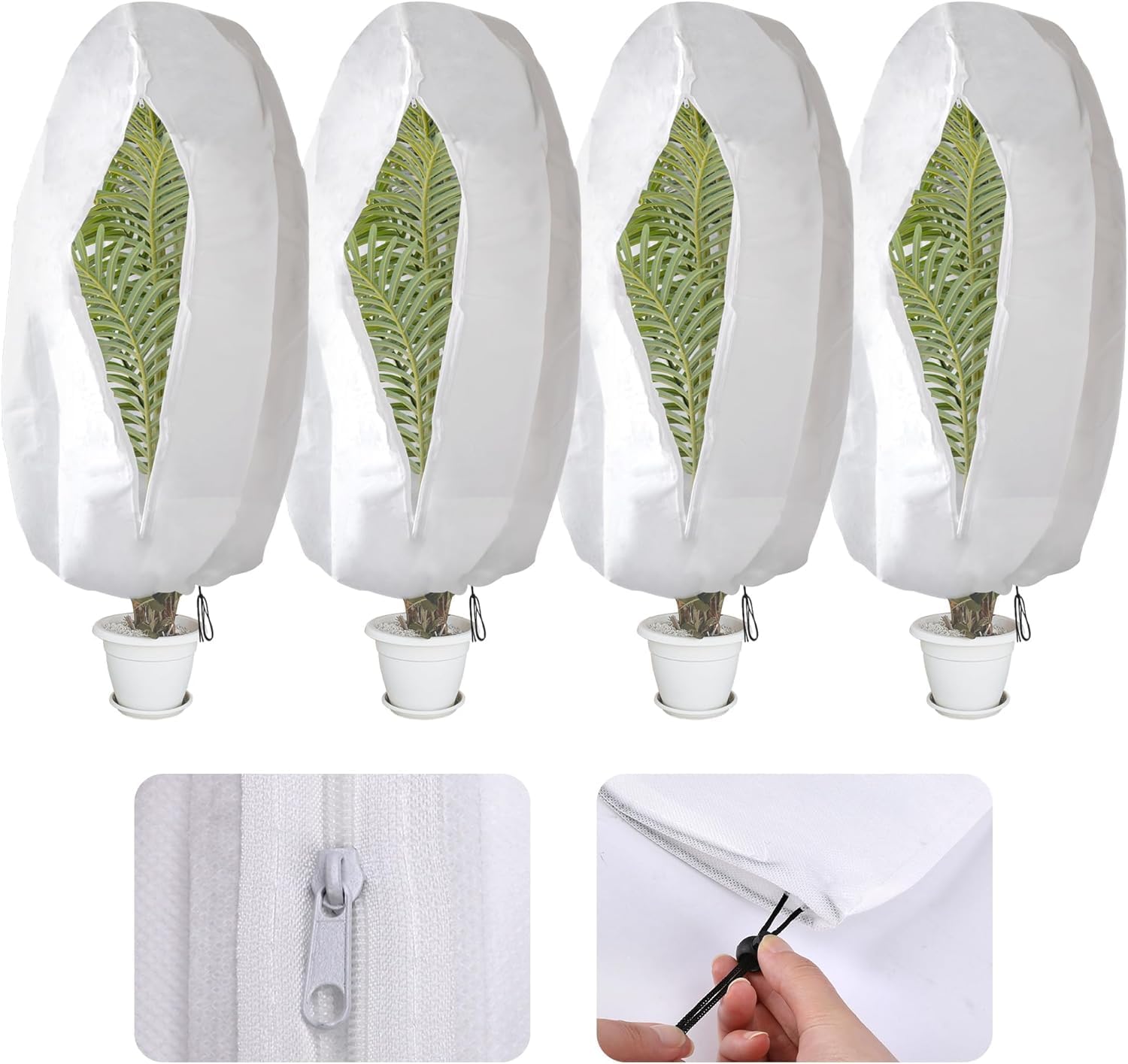 4 PCS Winter Plant Frost Protection Covers,120x80CM Garden Fleece Frost Protecti...