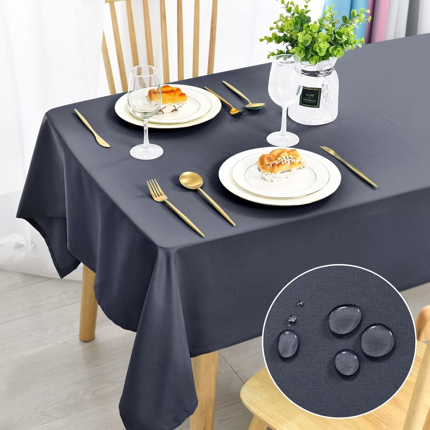DWCN Wipe Clean Tablecloth 140X280cm Dining Table Cover Waterproof Tablecloth Ou...