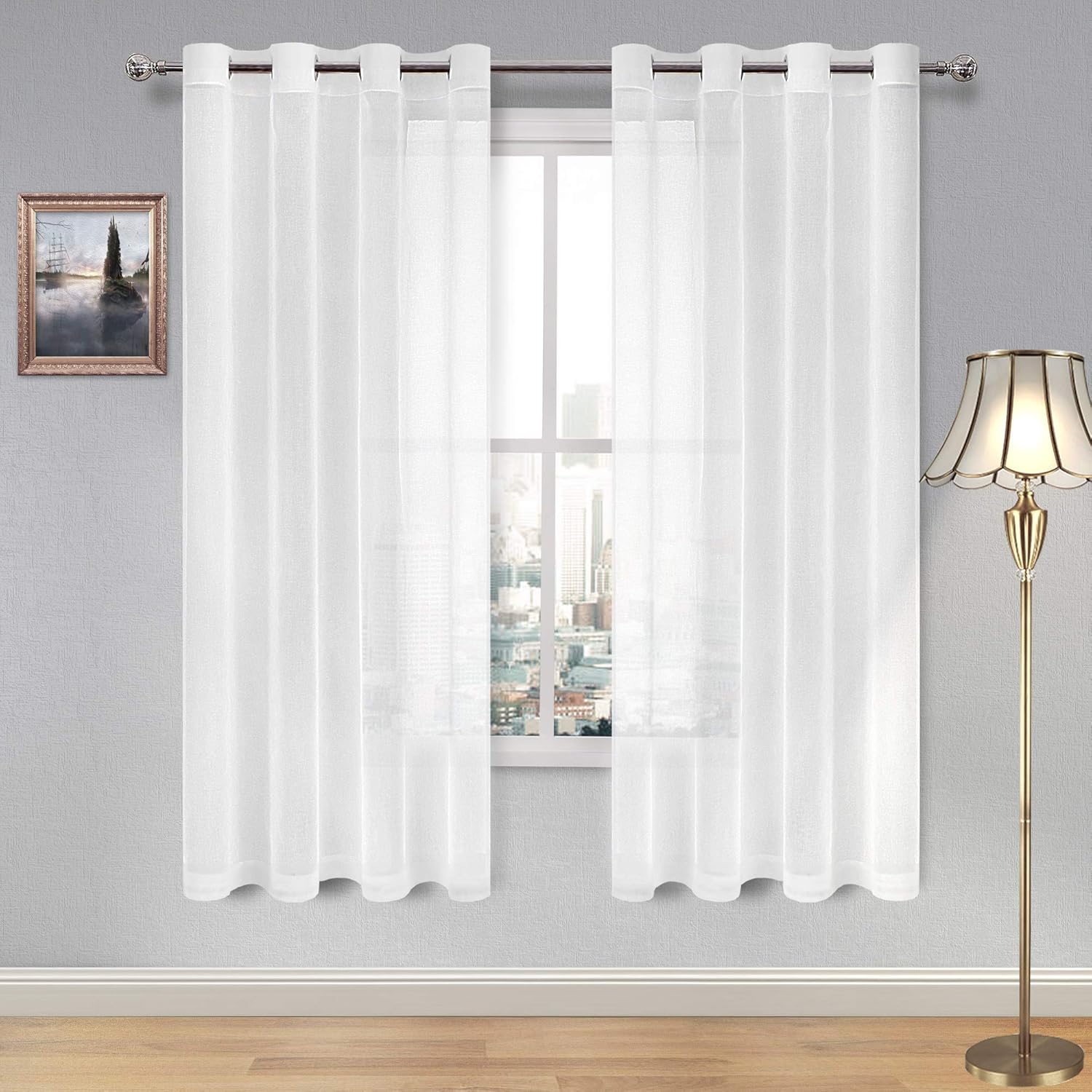 DWCN White Sheer Curtains, Elegant Decorative Voile Curtain for Living Bedroom,...