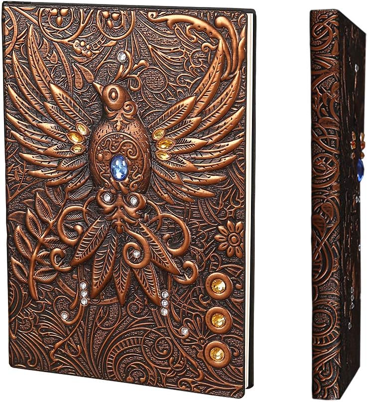 YHH A5 Vintage Leather Travel Journal, Special Notebook Lined Ruled, Unique Hard...