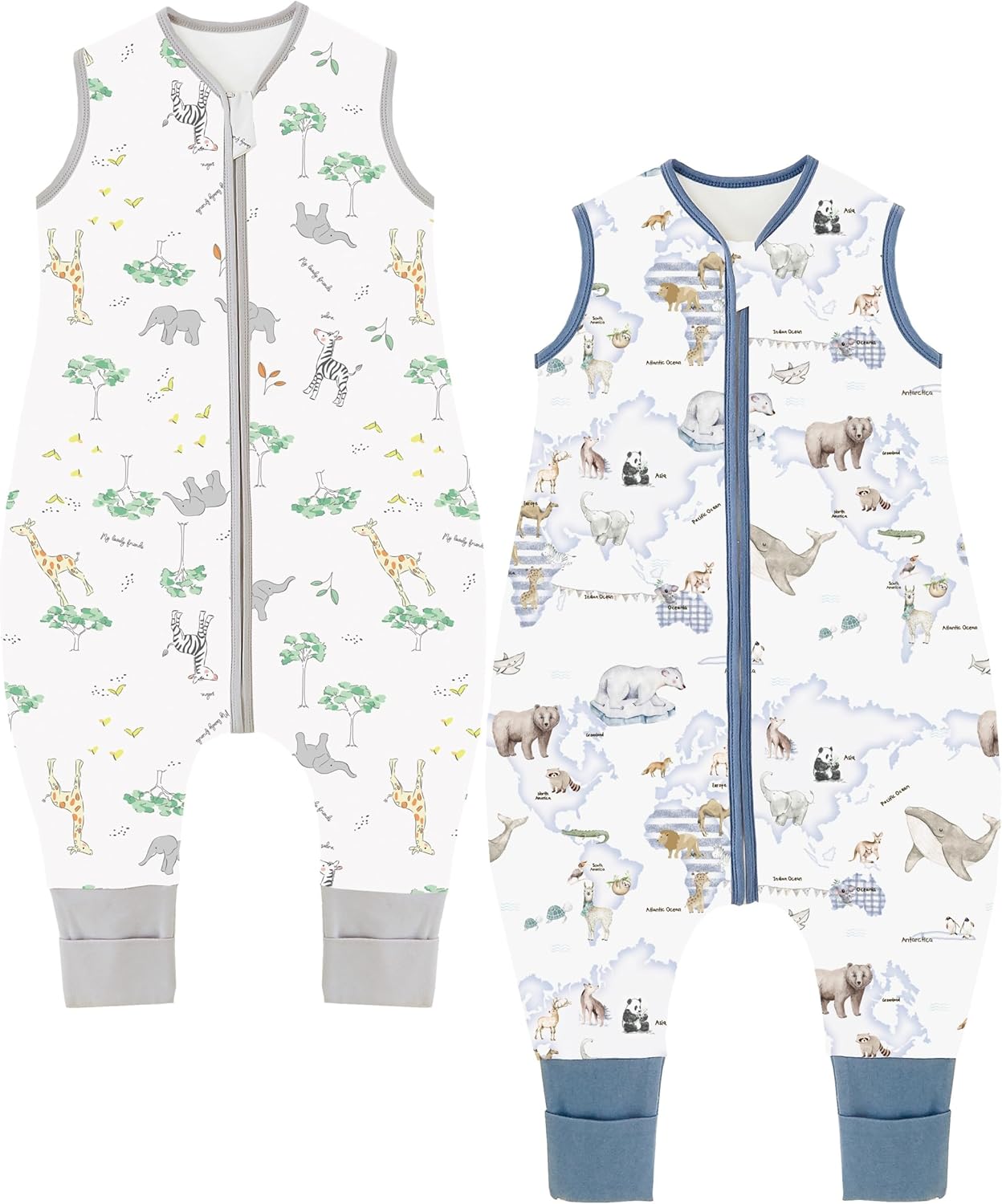 Chilsuessy 2pcs Baby Sleeping Bag with Feet Winter 2.5 TOG Baby Sleep Sack with...