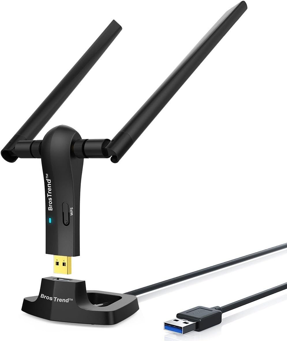 BrosTrend USB WiFi Dongle 1200Mbps Long Range, USB...