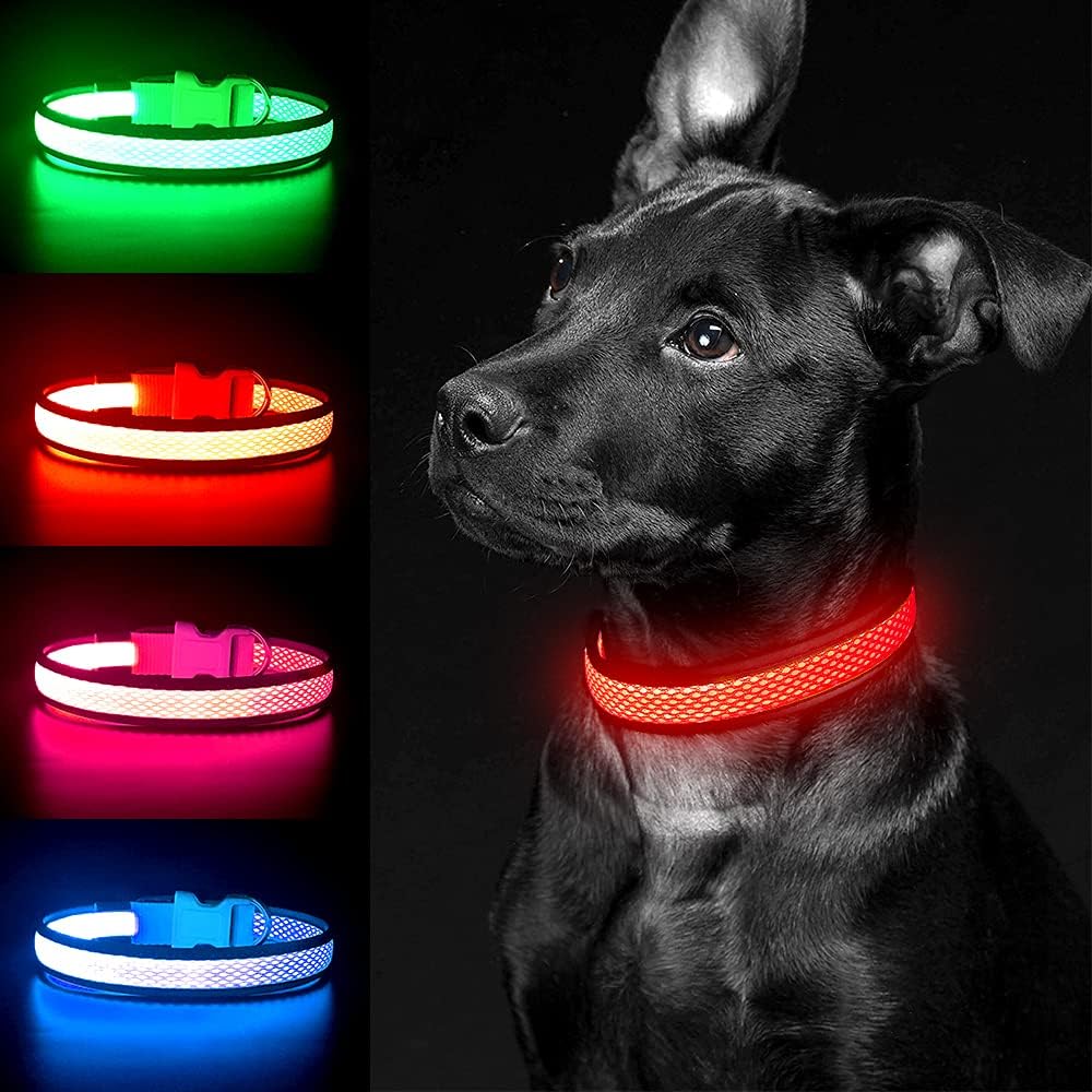 YFbrite Light up Dog Collar, Rechargeable LED Dog Collar, Flashing Dog Collar, A...