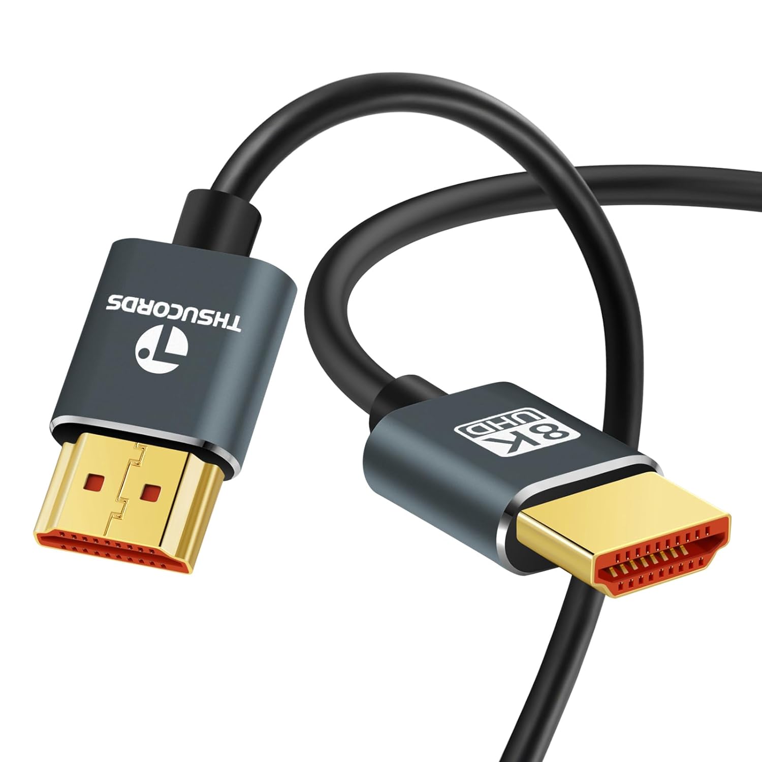 Thsucords Ultra Thin 8K 4K HDMI Cables 3M, Slim & Flexible Soft High Speed HDMI...