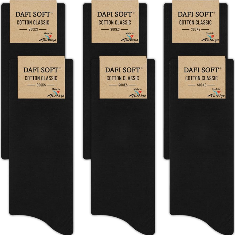 Dafi soft 6 Pairs Men's Cotton Socks, Comfortable, Made in Turkey 9-12 E-6 Pairs...