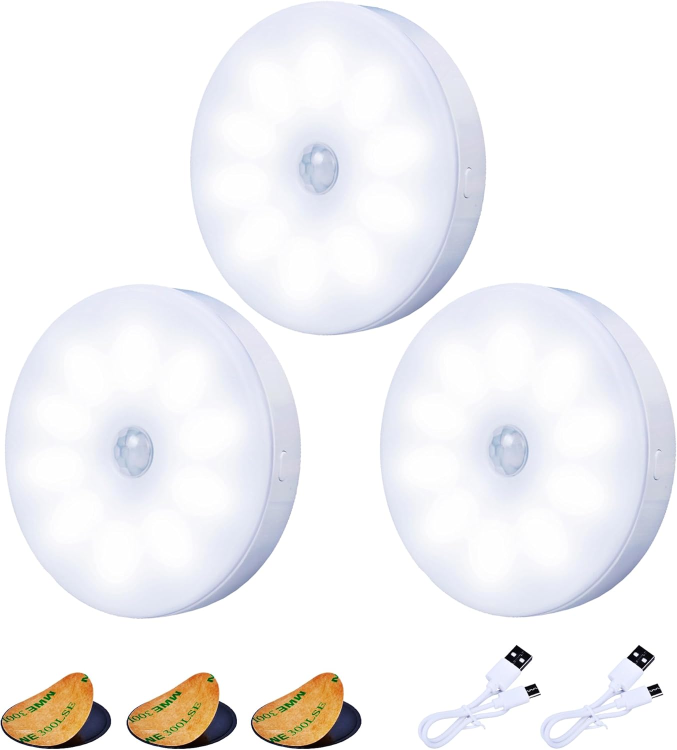 innolife Motion Sensor Light Indoor, 3 Pack Wireless LED Rechargeable Staircase...
