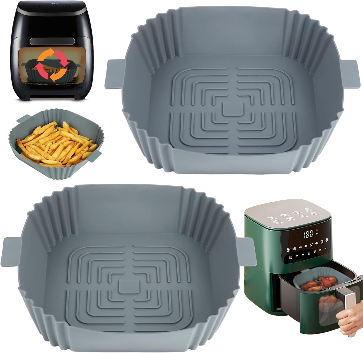 YQL Silicone Air Fryer Liner for COSORI/Tefal, 2PCS Square Air Fryer Liner 8 inc...
