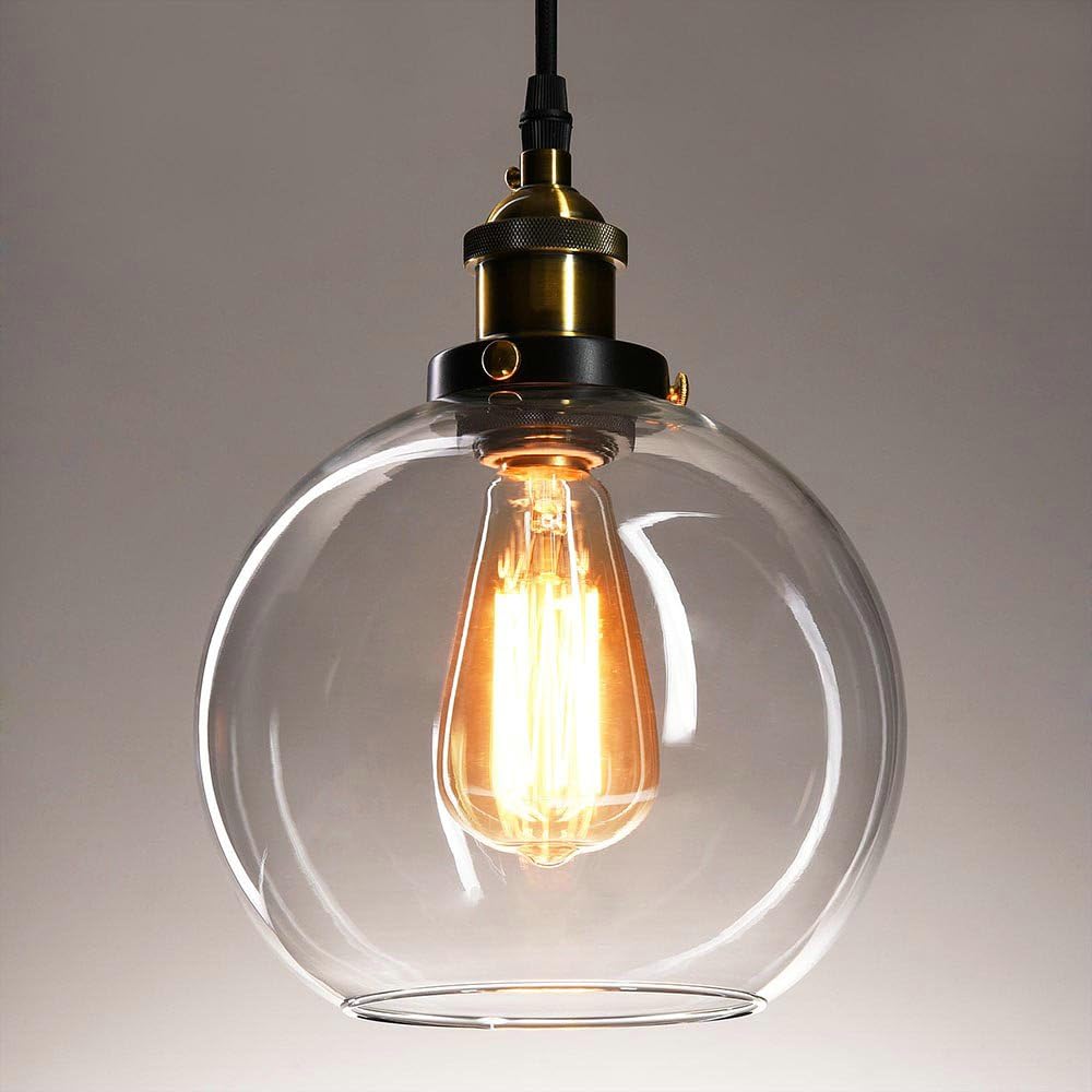 Frideko Vintage Pendant Light, Special Pendant Light With 20cm Industrial Clear...