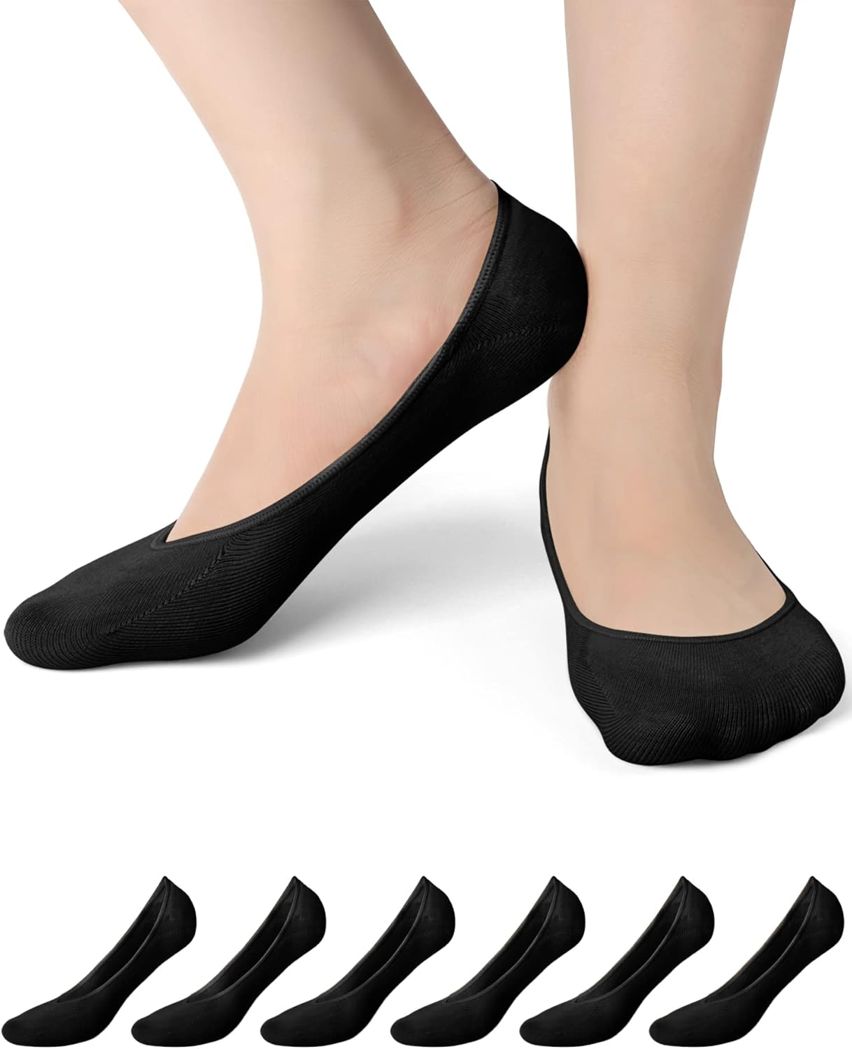 Women No Show Socks - 6 Pairs Non Slip Lace Invisible Socks, Lace Socks Women Sh...