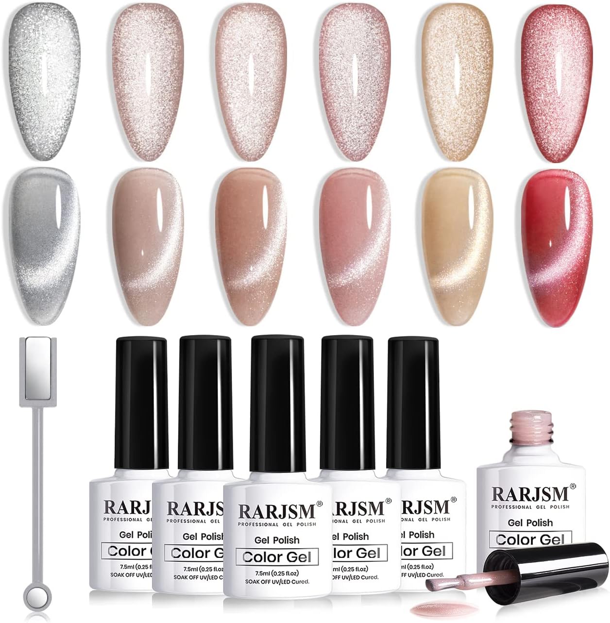 RARJSM Cat Eye Gel Nail Polish Set with Magnet Sti...