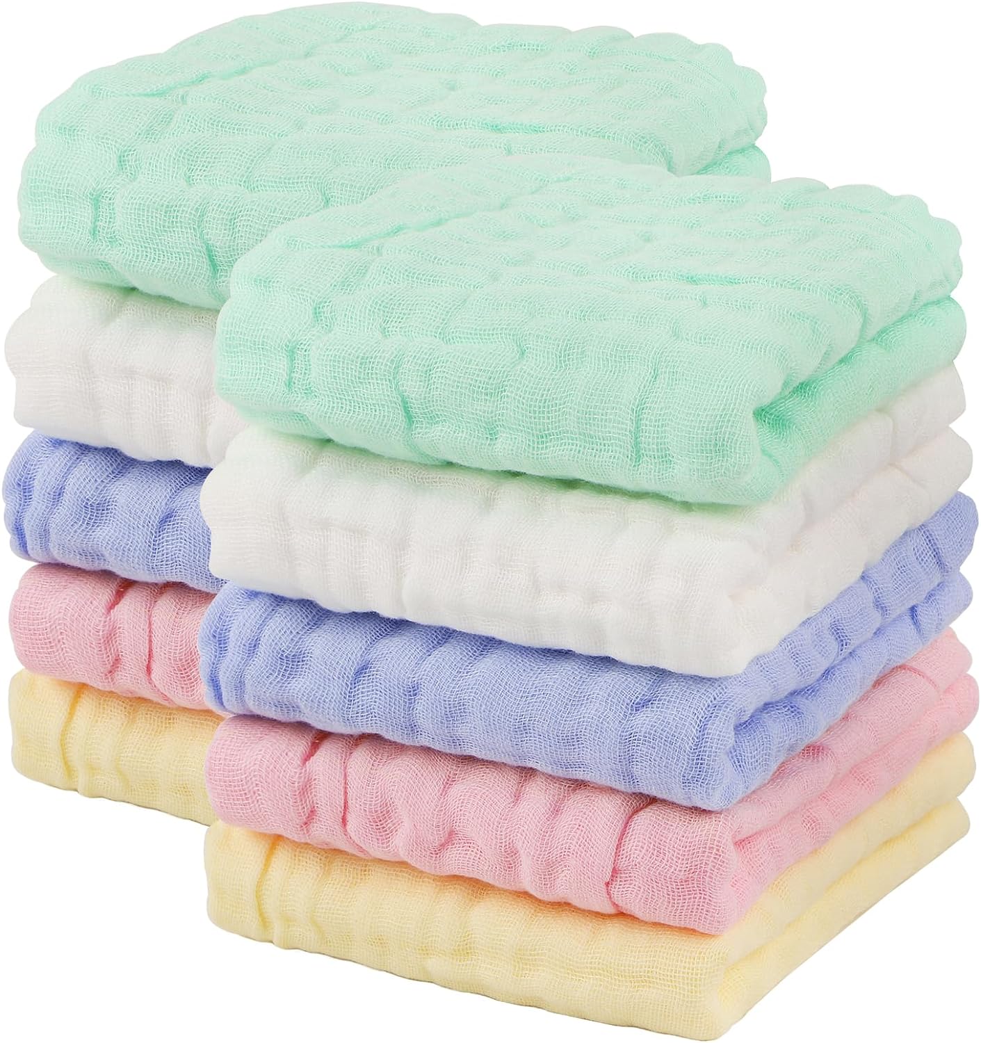 AIDEA Baby Muslin Washcloths-10 Pack, 100% Cotton Washcloths, Soft & Absorbent B...