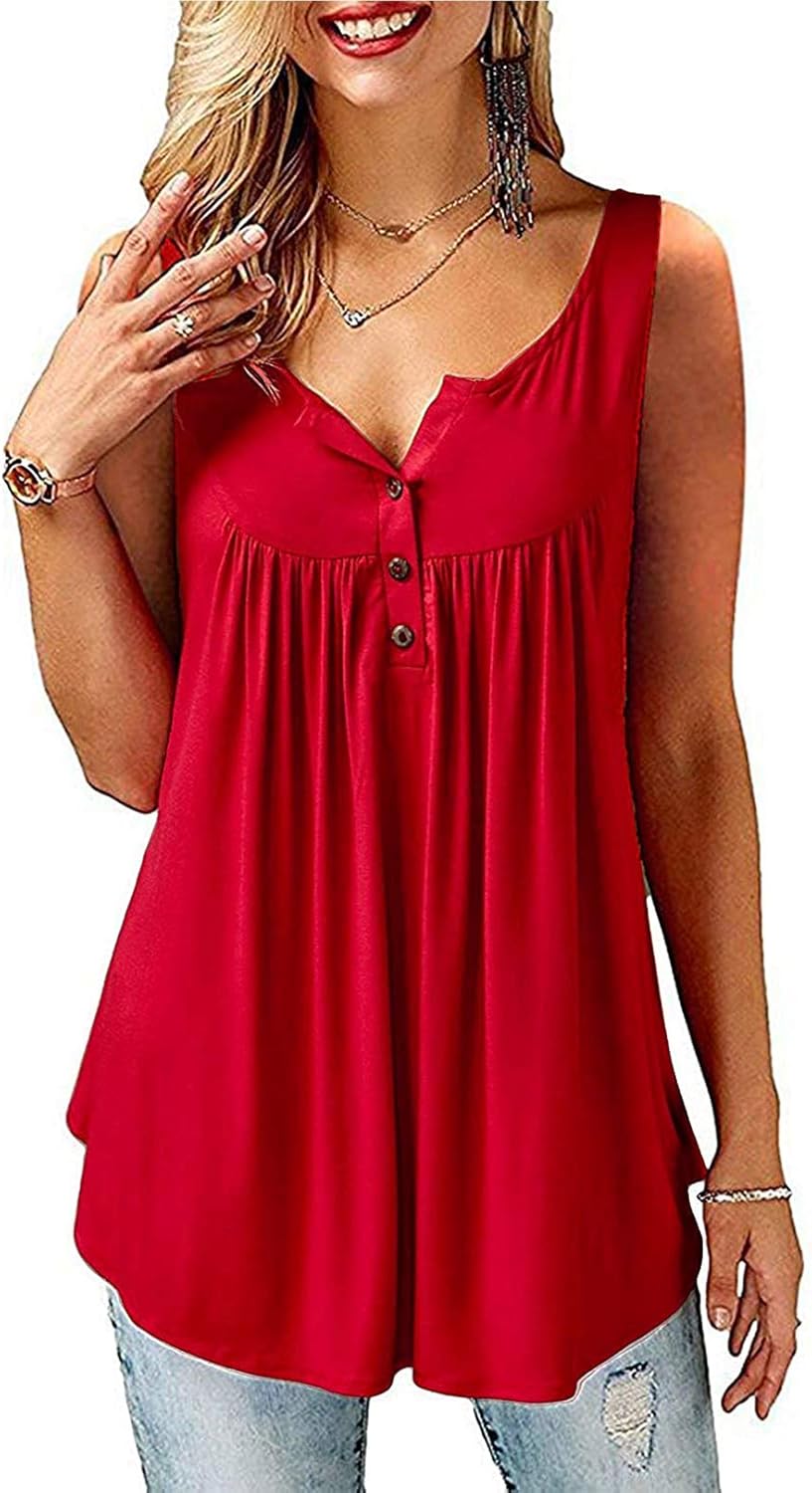 Florboom Shirts Womens Casual Button Up Blouse Long/Short/Sleeveless Sleeve Soli...