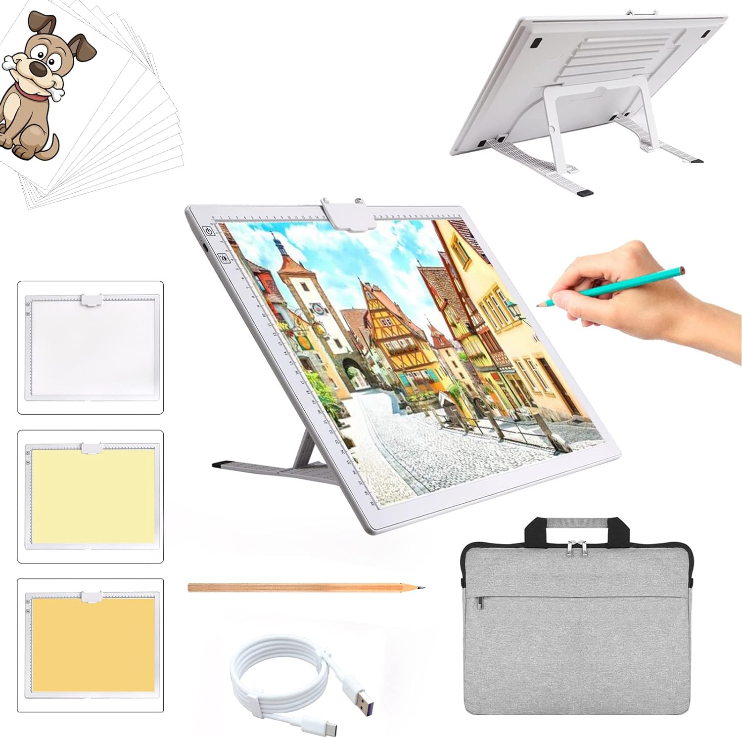 A3 Rechargeable Light Pad with Case, TOHETO 2500mha Battery Powered Light Board...