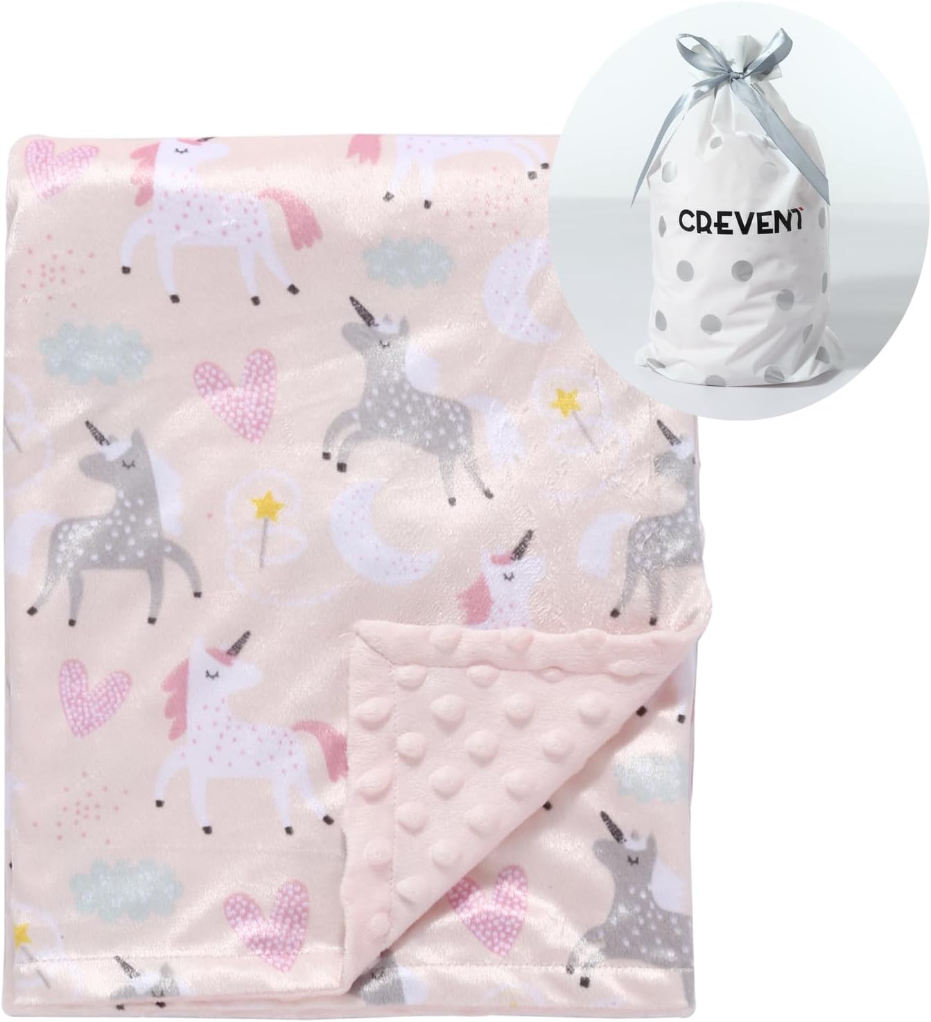 CREVENT Mink Baby Blanket, Special Soft Plush Receiving Crib Blanket for Newborn...