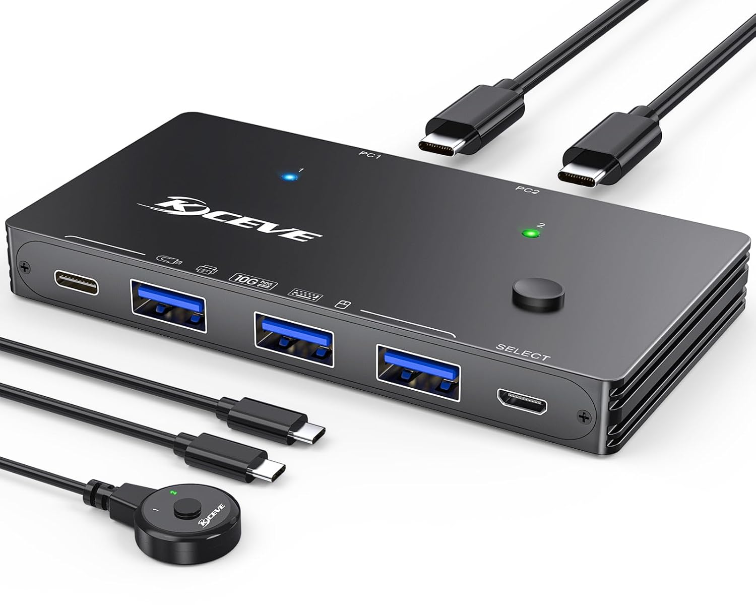 10Gbps USB 3.2 Switch 2 Computers Share USB C and 3 USB A Devices, MLEEDA 2 in 4...