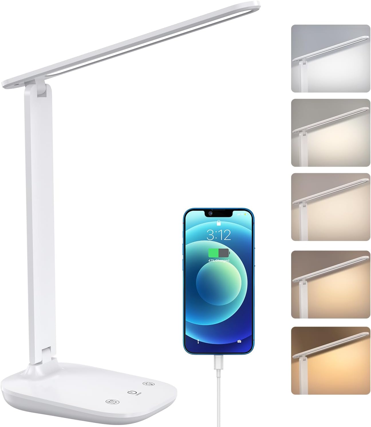 Desk lamp, Eye-Caring LED Desk Lamp with USB Charging Port, 5 Light Modes, 700 L...