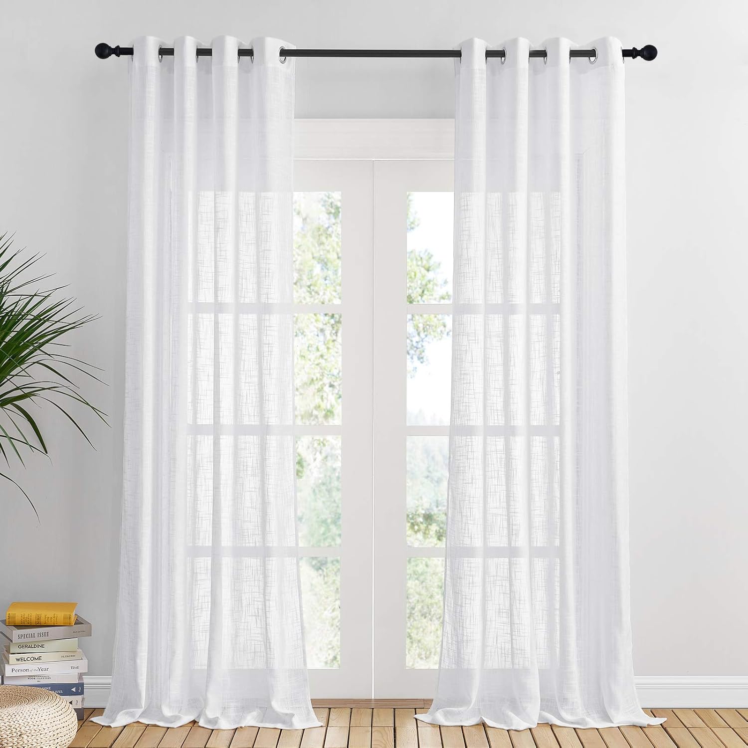PONY DANCE White Voile Curtain, Special Long Thick Semi Sheer Curtains for Priva...