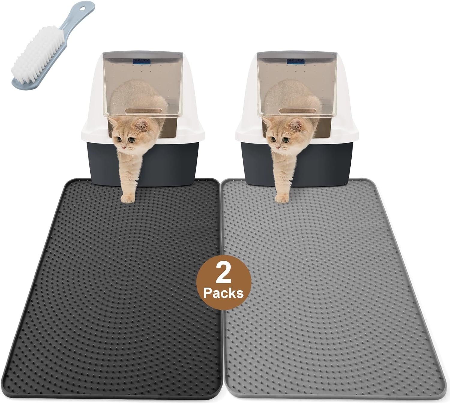 Odoland 2PCS Cat Litter Mat Litter Trapping Mat, Cat Litter Box Mat Scatter Cont...