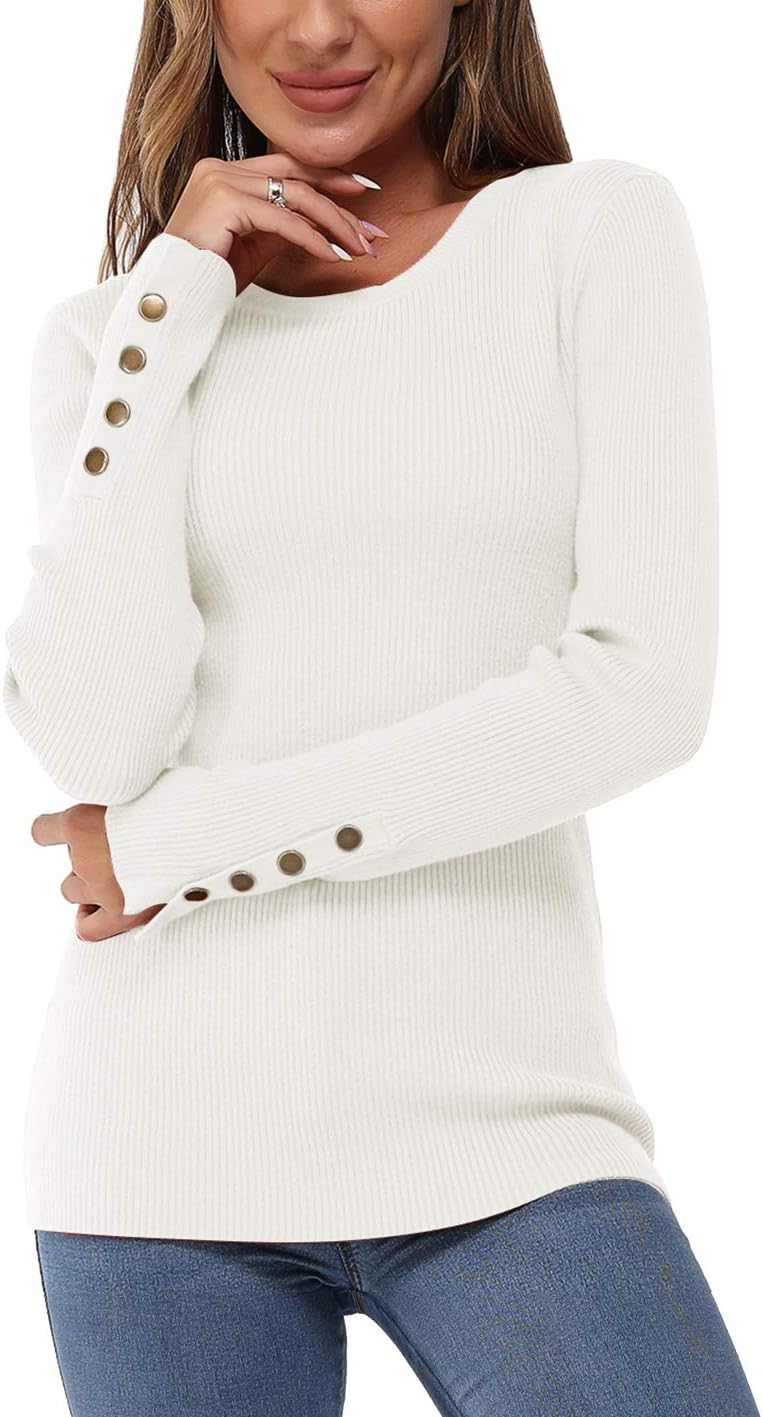 Newshows Long Sleeve Tops, Special Crew Neck Ladies Jumpers, Innovative Button S...