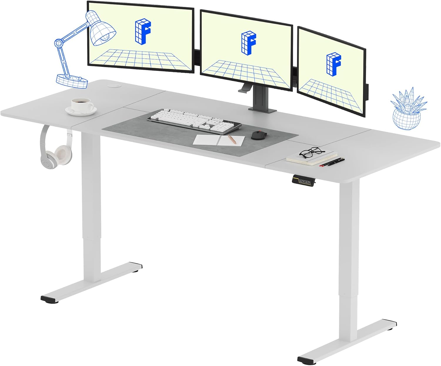 FLEXISPOT 200*80cm Electric Standing Desk, Special Adjustable Standing Desk, Inn...