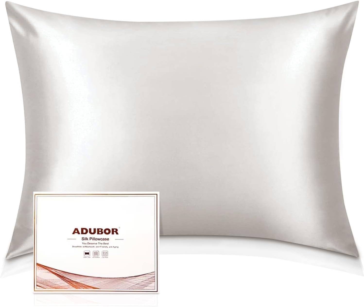 Adubor 100% Mulberry Silk Pillowcase for Hair and Skin with Hidden Zipper, Both...