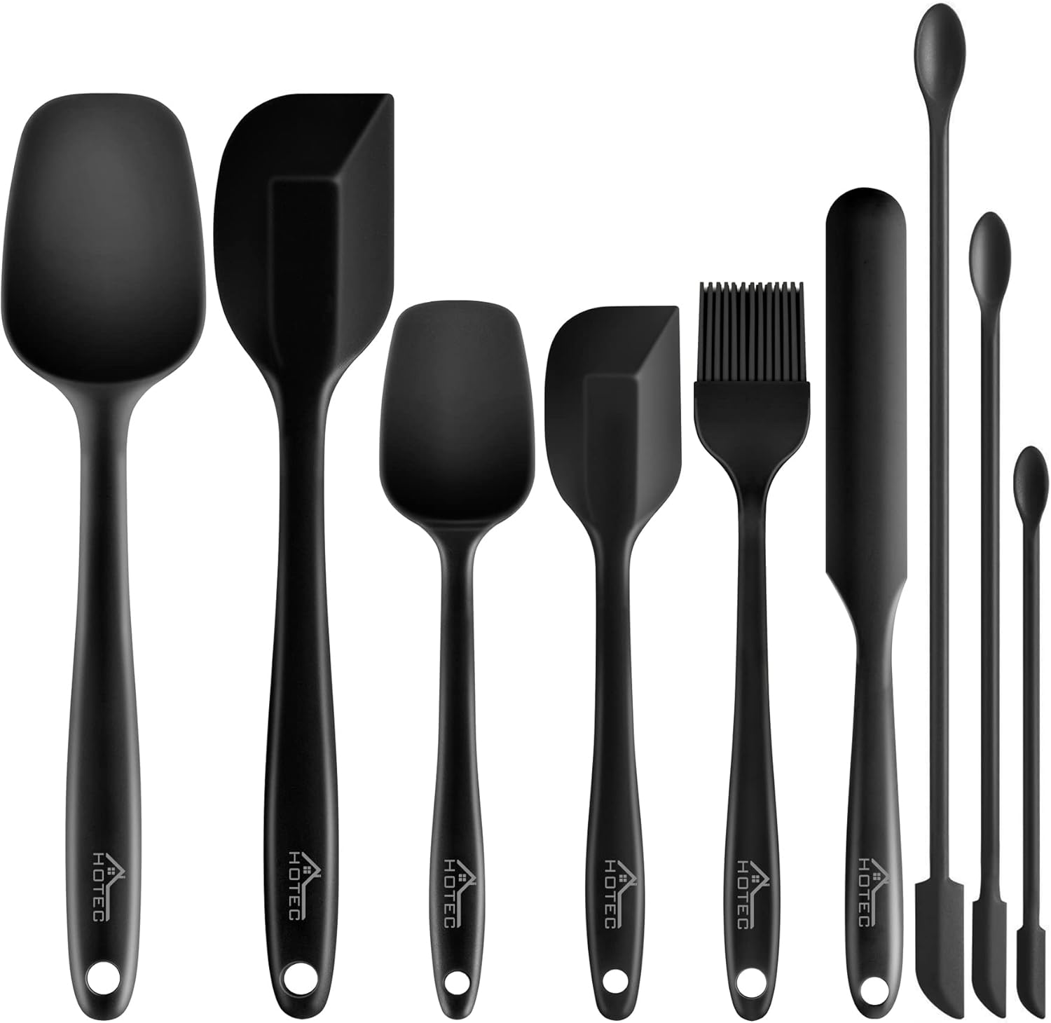 Hotec 9 Pieces Silicone Spatula Set Kitchen Utensils for Baking, Cooking Mixing...