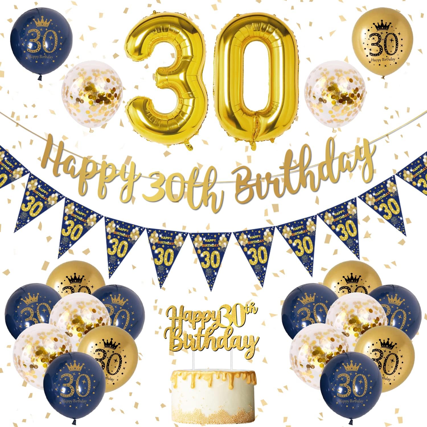 30th Birthday Decorations, Unique Happy 30th Birthday Banner, Innovative 30th Bi...