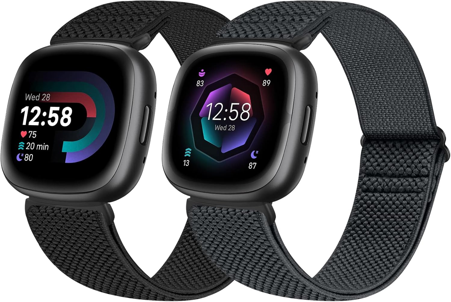 enkic 2 Pack Elastic Watch Strap Compatible with Fitbit Versa 4/Fitbit Versa 3 S...