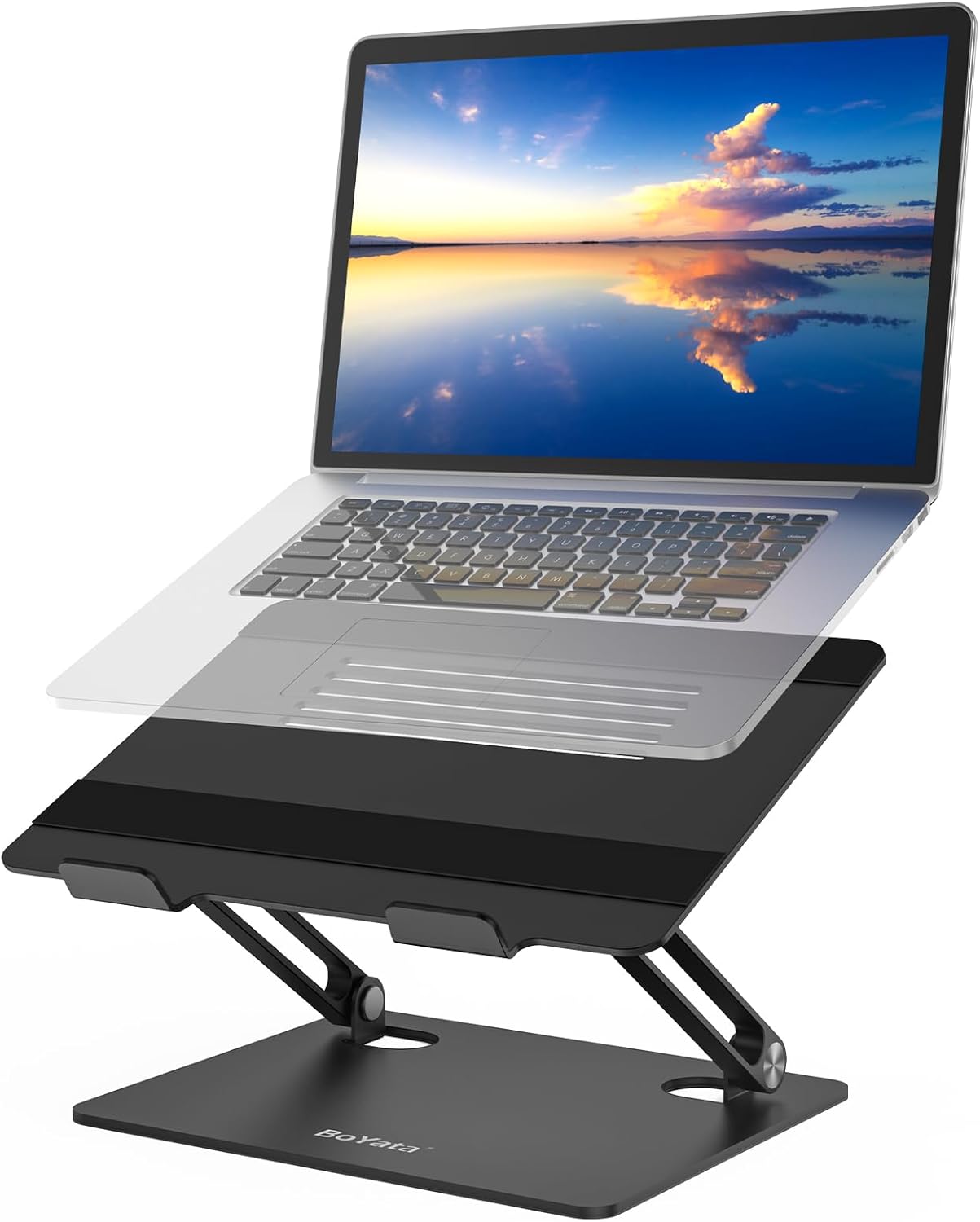 BoYata Laptop Stand, Multi-Angle Laptop Riser with Heat-Vent, Adjustable Noteboo...