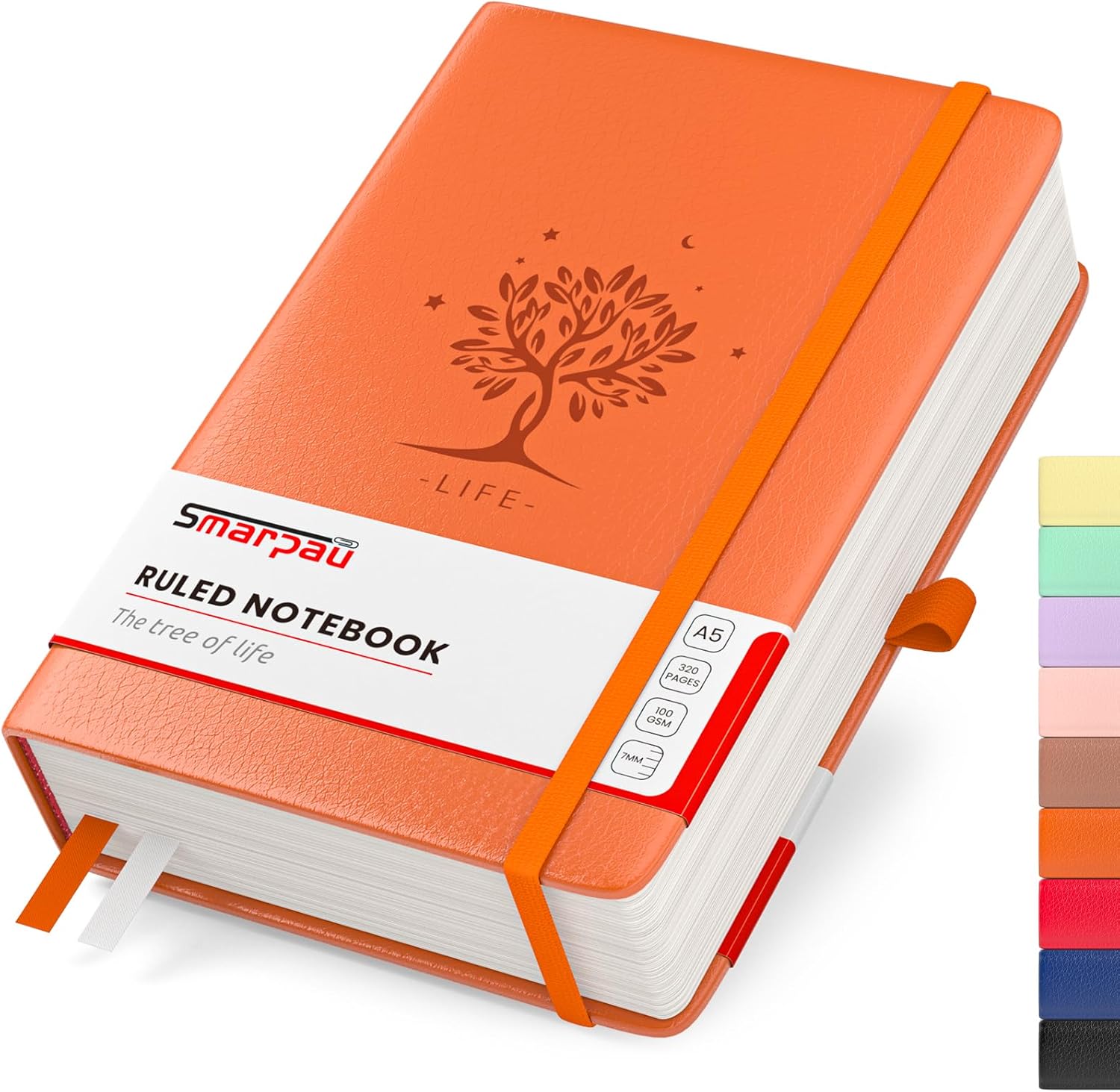 Smarpau A5 Lined Notebook, 320 Pages Thick Hardcover Notebook with Sticky Notes,...
