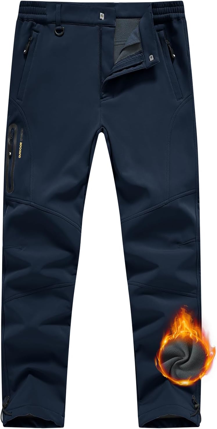 Rdruko Mens Waterproof Trousers Fleece Lined Winter Warm Ski Trousers Outdoor Hi...