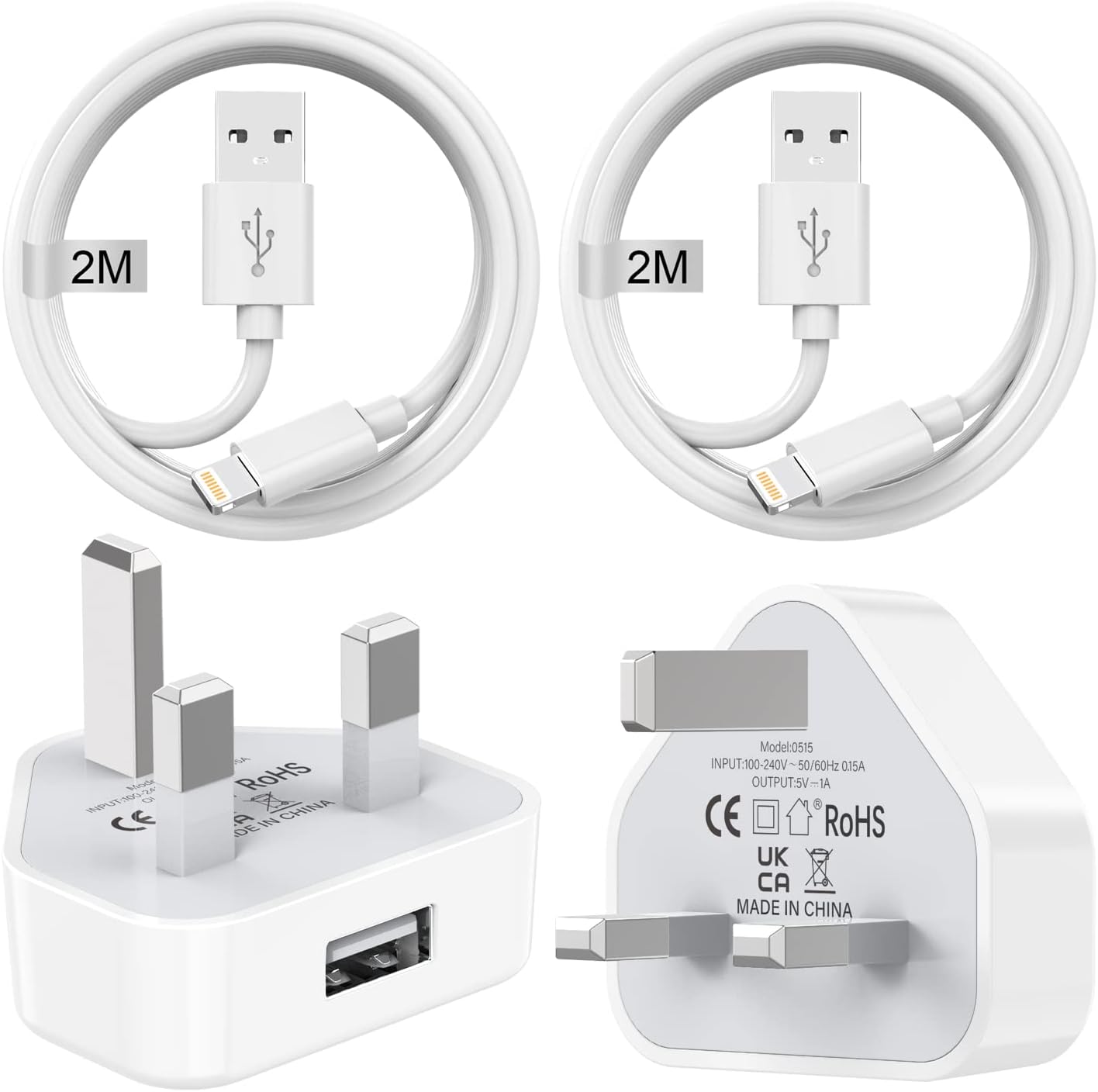 iPhone Charger Plug and Cable 2M 2Pack[Apple MFI Certified], iPhone Plugs UK wit...