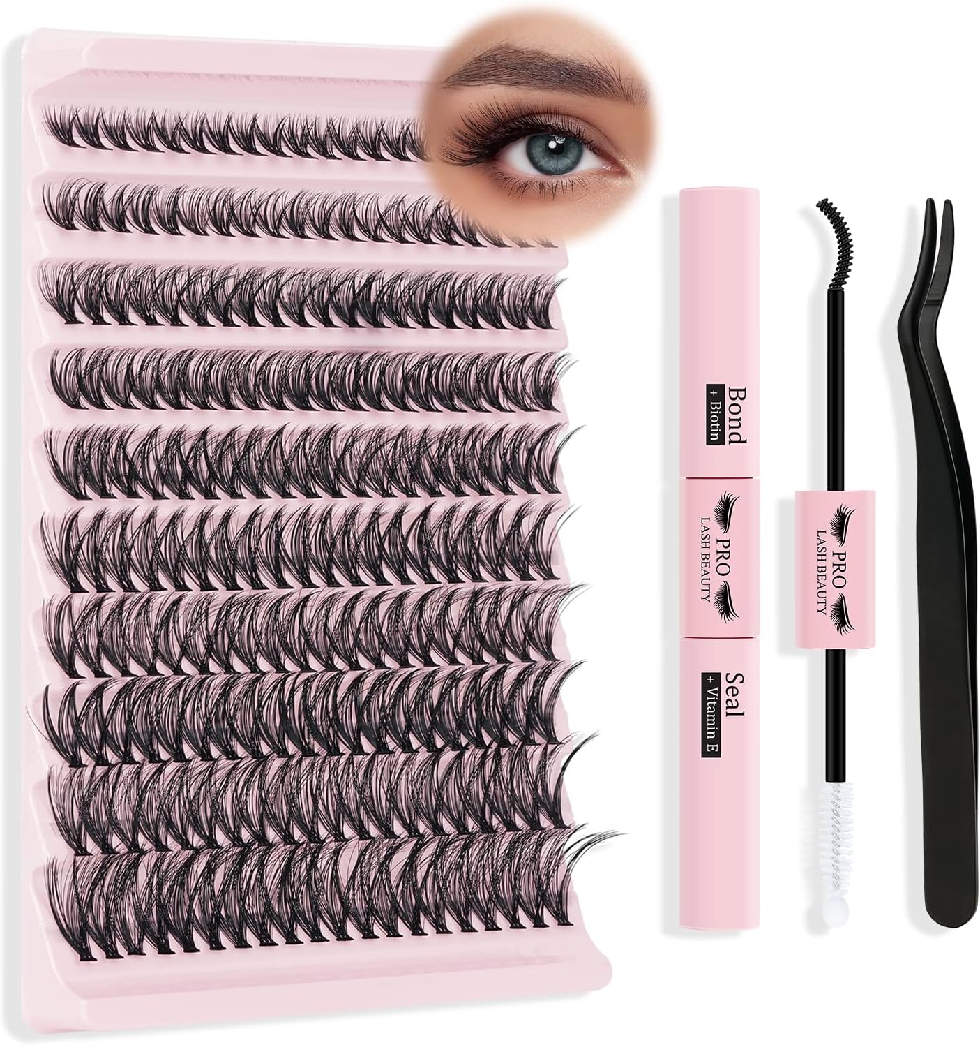PRO DIY Lash Extension Kit, Special Eyelash Extension Kit with 200 Pcs Lash Clus...