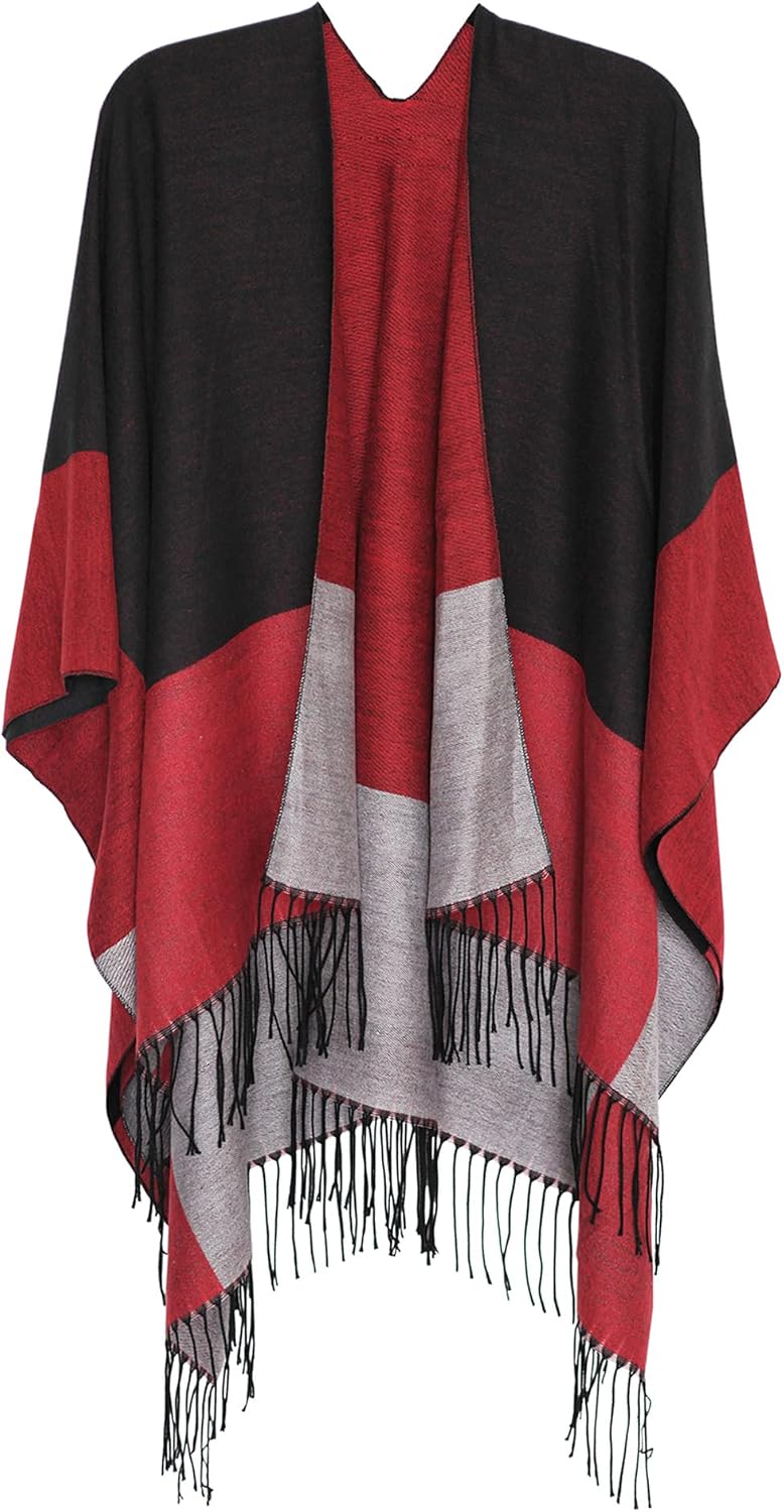 DiaryLook Ladies Printed Poncho Cape Reversible Ov...