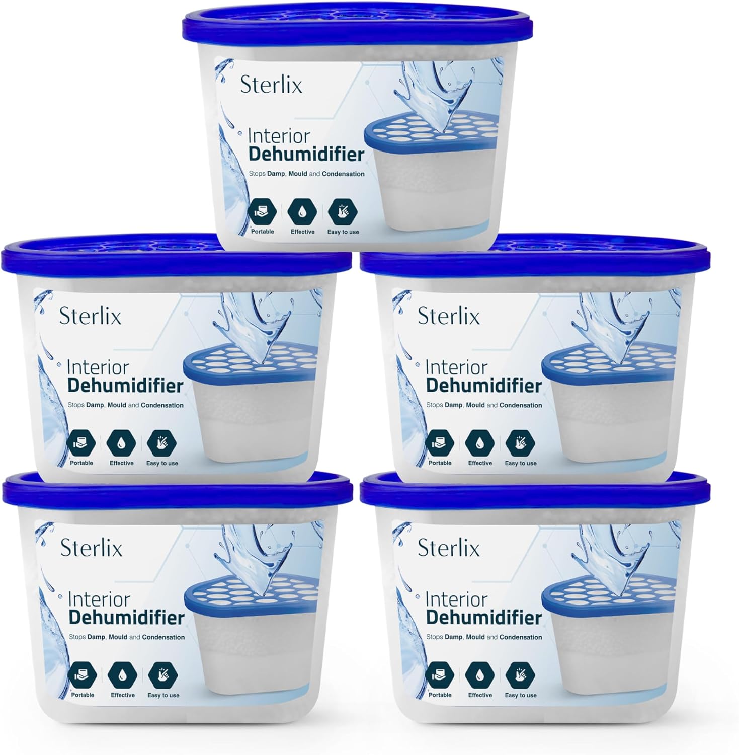 Sterlix Dehumidifier Tubs, Special Pack of 5 500ml Tubs for Condensation, Sustai...