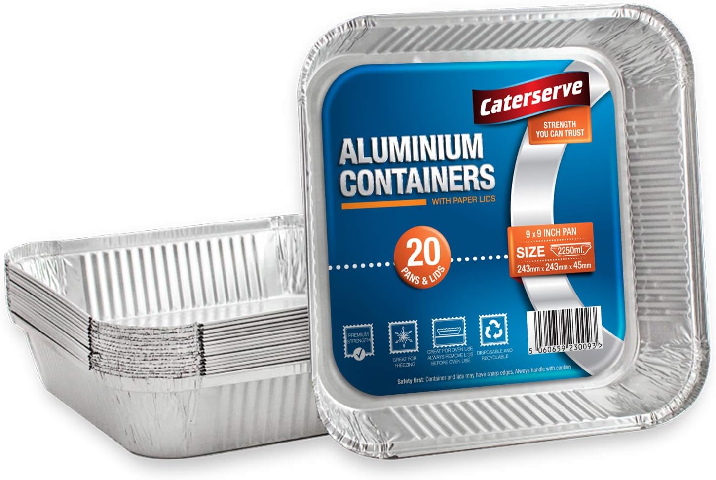 Aluminium Foil Trays with Lids - Large Tin Foil Containers with Paper Lids for R...