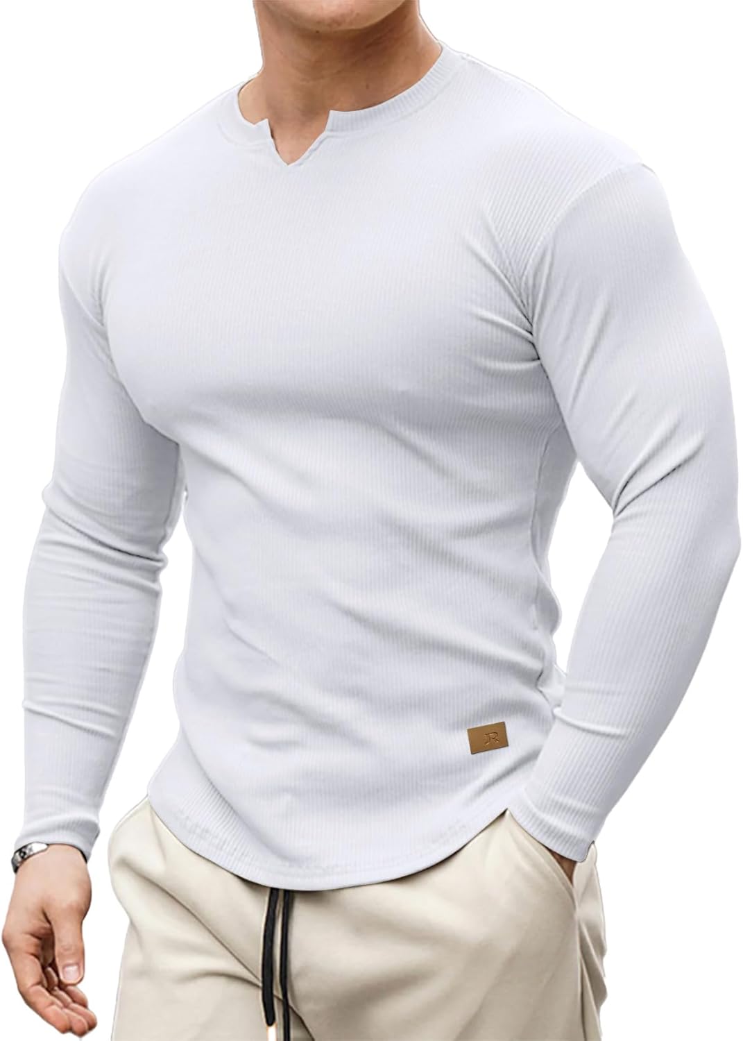 Meilicloth Mens T Shirt Henley Long Sleeve Men Casual Pullover V Neck Top Muscle...