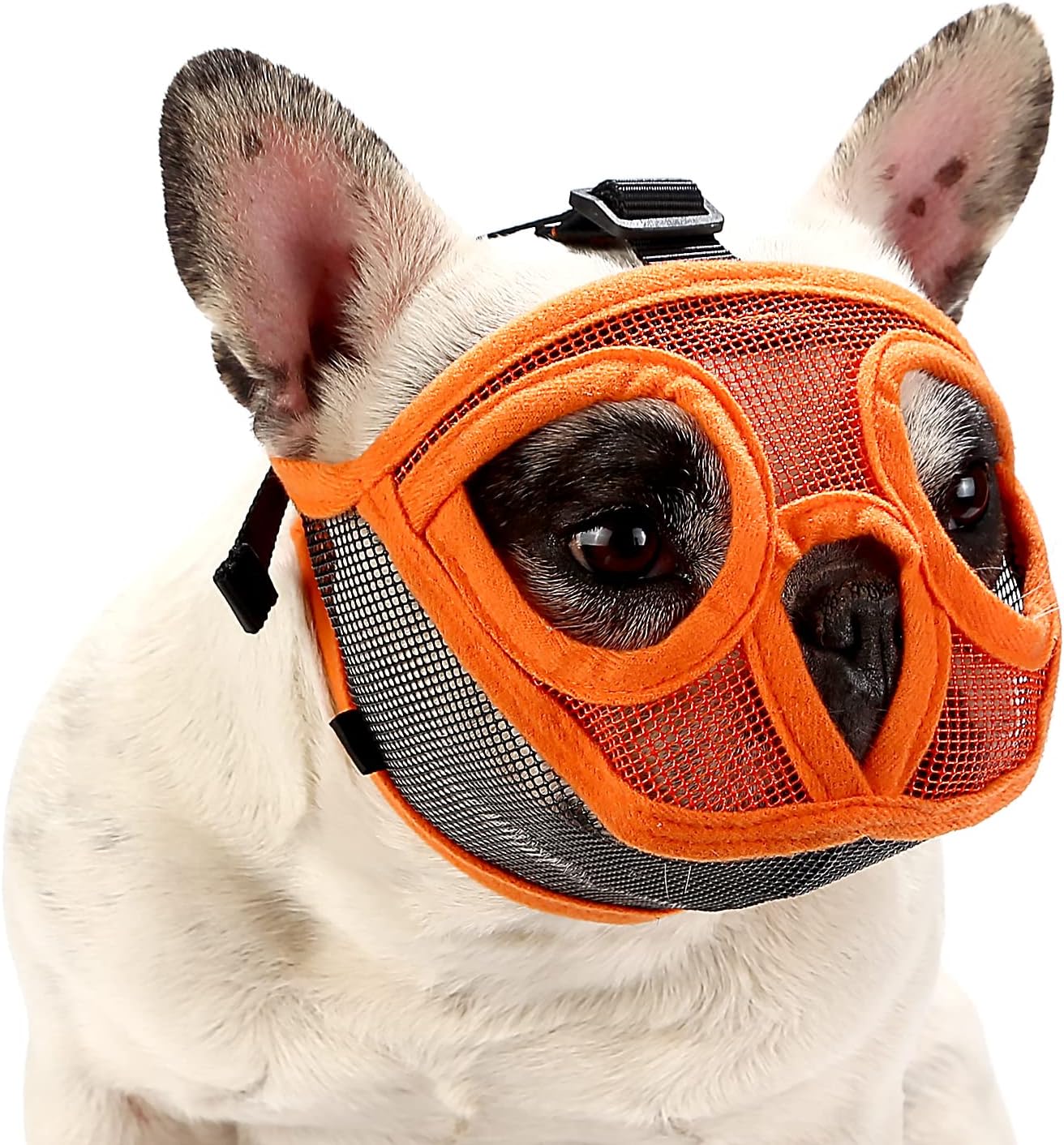Singwow Short Snout Dog Muzzle, Bulldog Muzzle Breathable Adjustable Mesh Mask f...