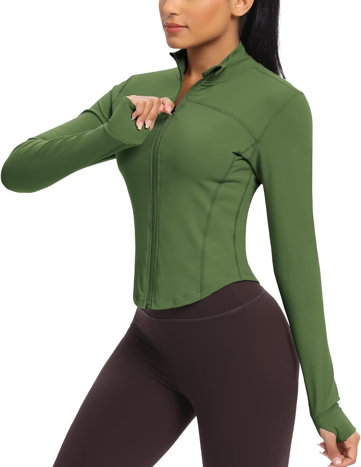 QUEENIEKE Women's Cropped Running Jackets - Zip Up Lightweight Athletic Yoga Gym...