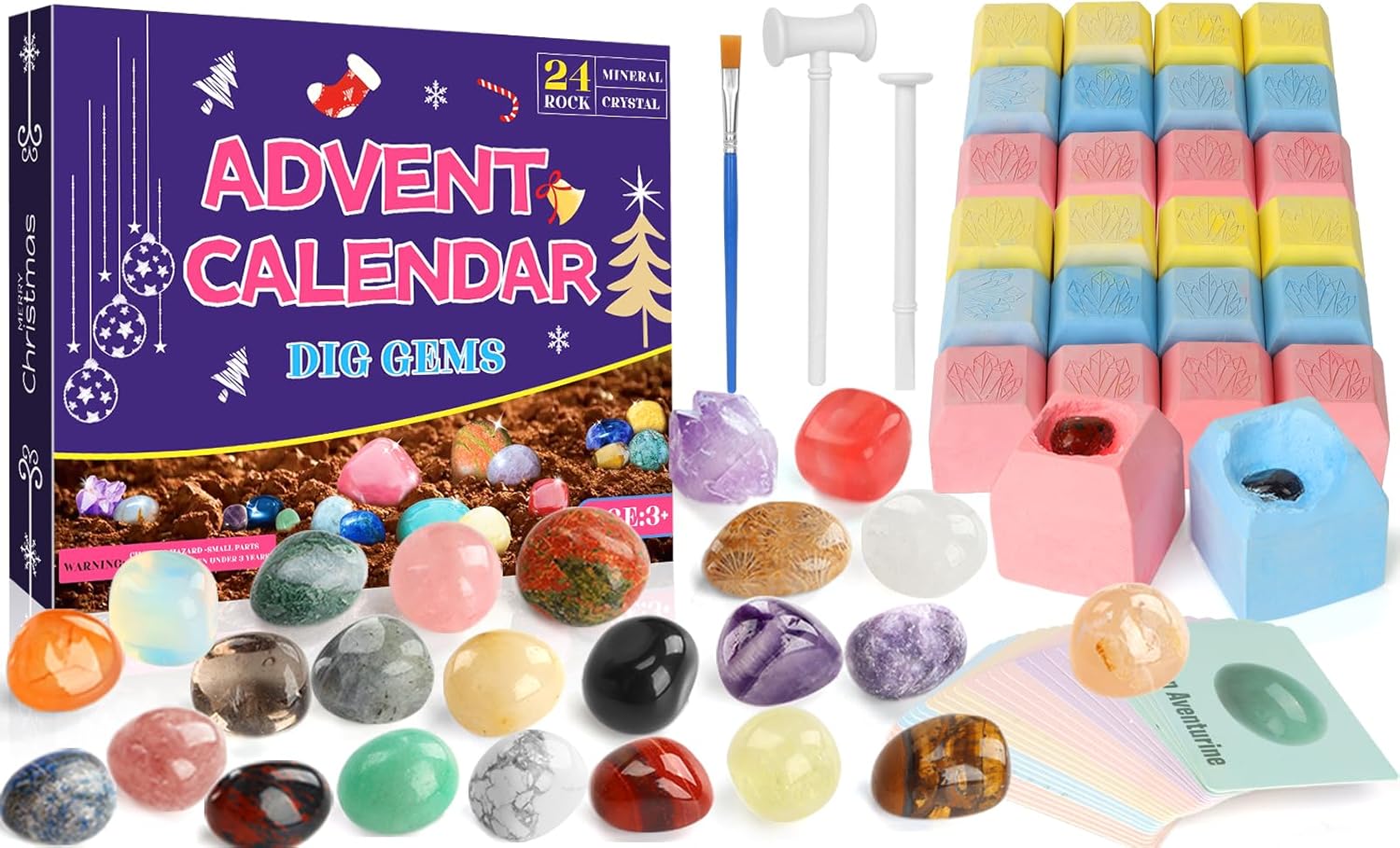 RAMXCION Crystal Advent Calendar 2024 for Kids,24 Days Natural Crystals Minerals...